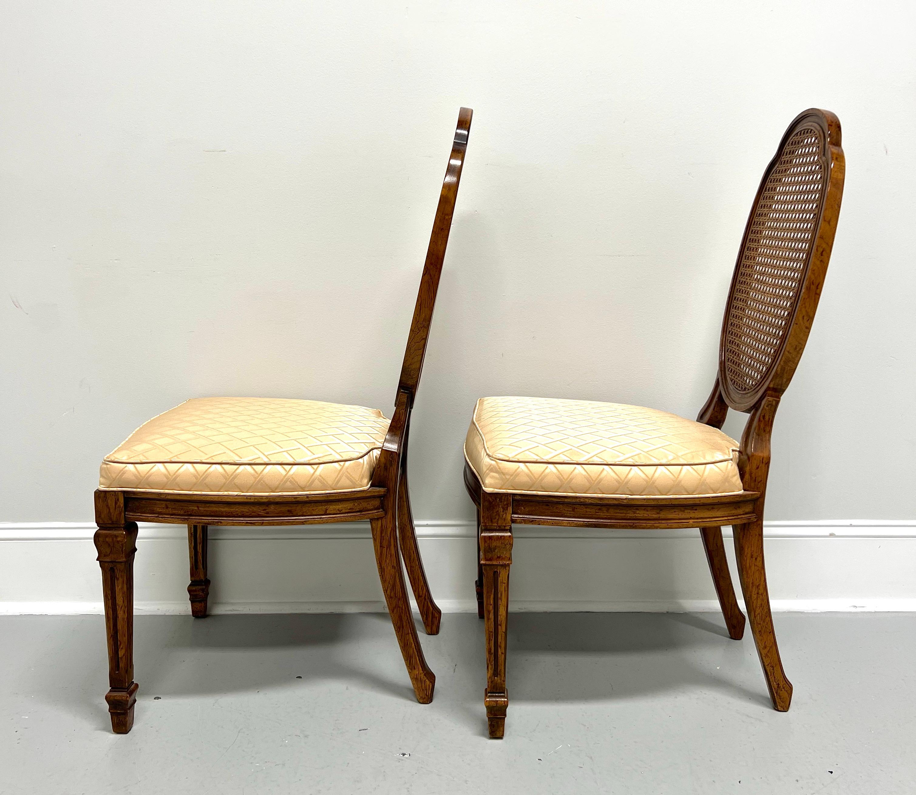 20th Century DREXEL HERITAGE Walnut & Cane French Louis XVI Dining Side Chairs - Pair B For Sale