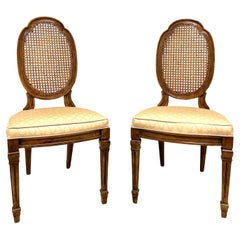 Antique DREXEL HERITAGE Walnut & Cane French Louis XVI Dining Side Chairs - Pair B