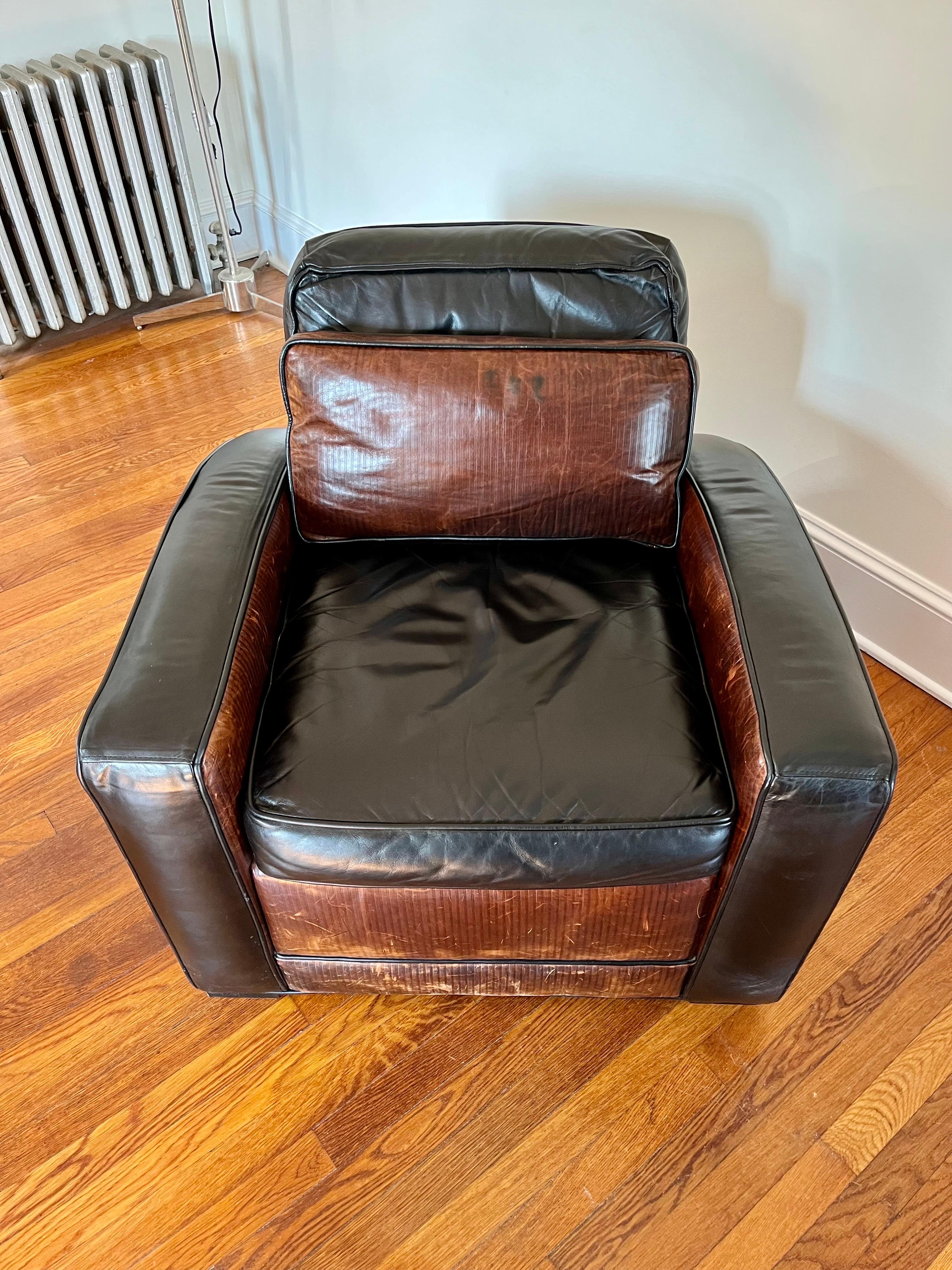 Drexel Heritage WALT DISNEY SIGNATURE COLLECTION-Studio Club Chair & Ottoman  In Distressed Condition In W Allenhurst, NJ