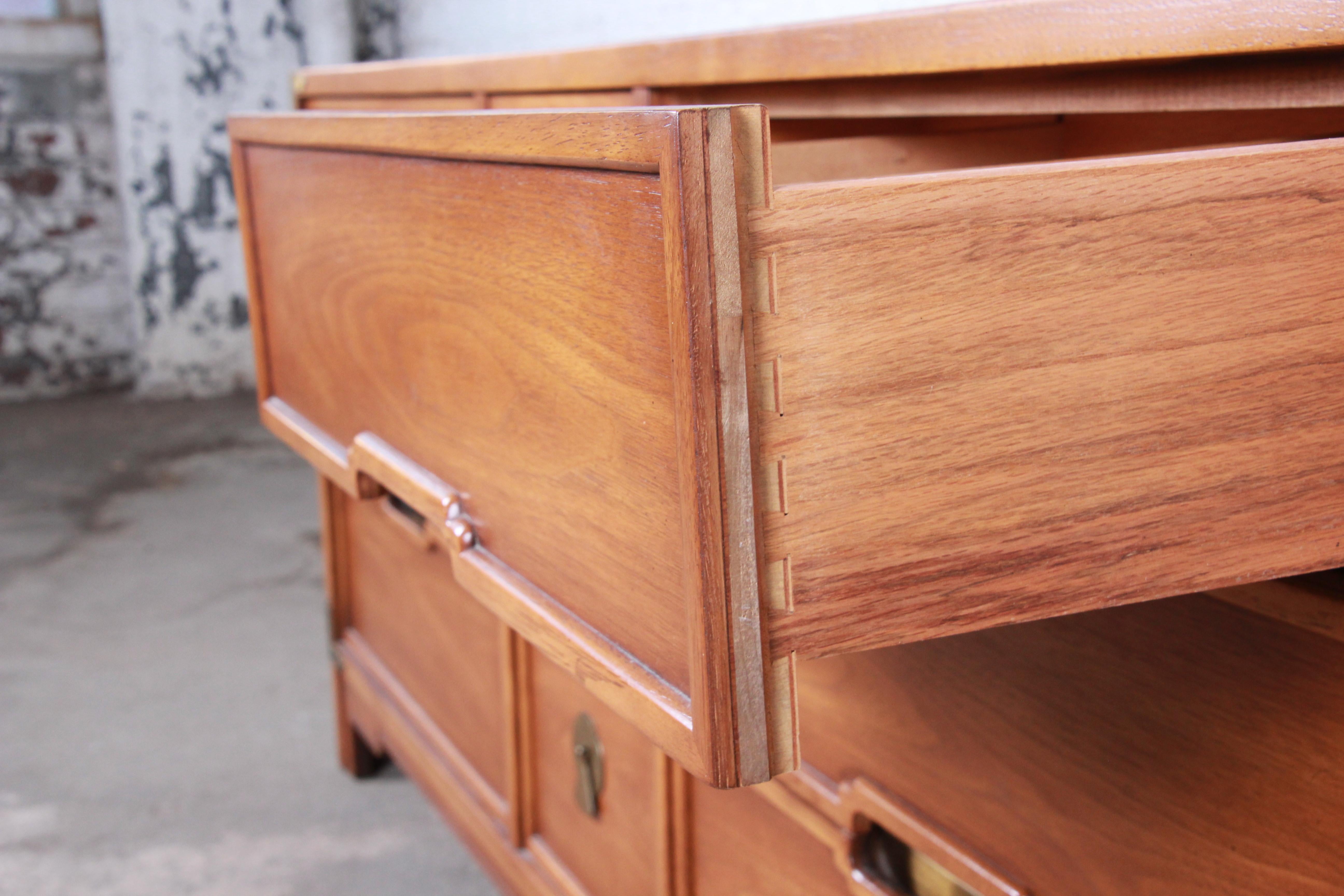 Drexel Hollywood Regency Chinoiserie Walnut Long Dresser or Credenza, 1950s 1