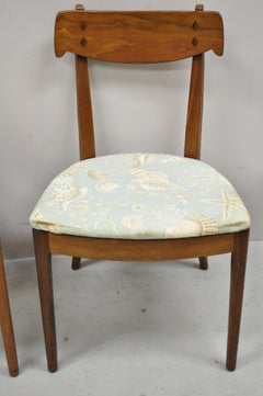 Drexel Kipp Stewart Declaration Walnut Dining Side Chairs Mid Century, a Pair
