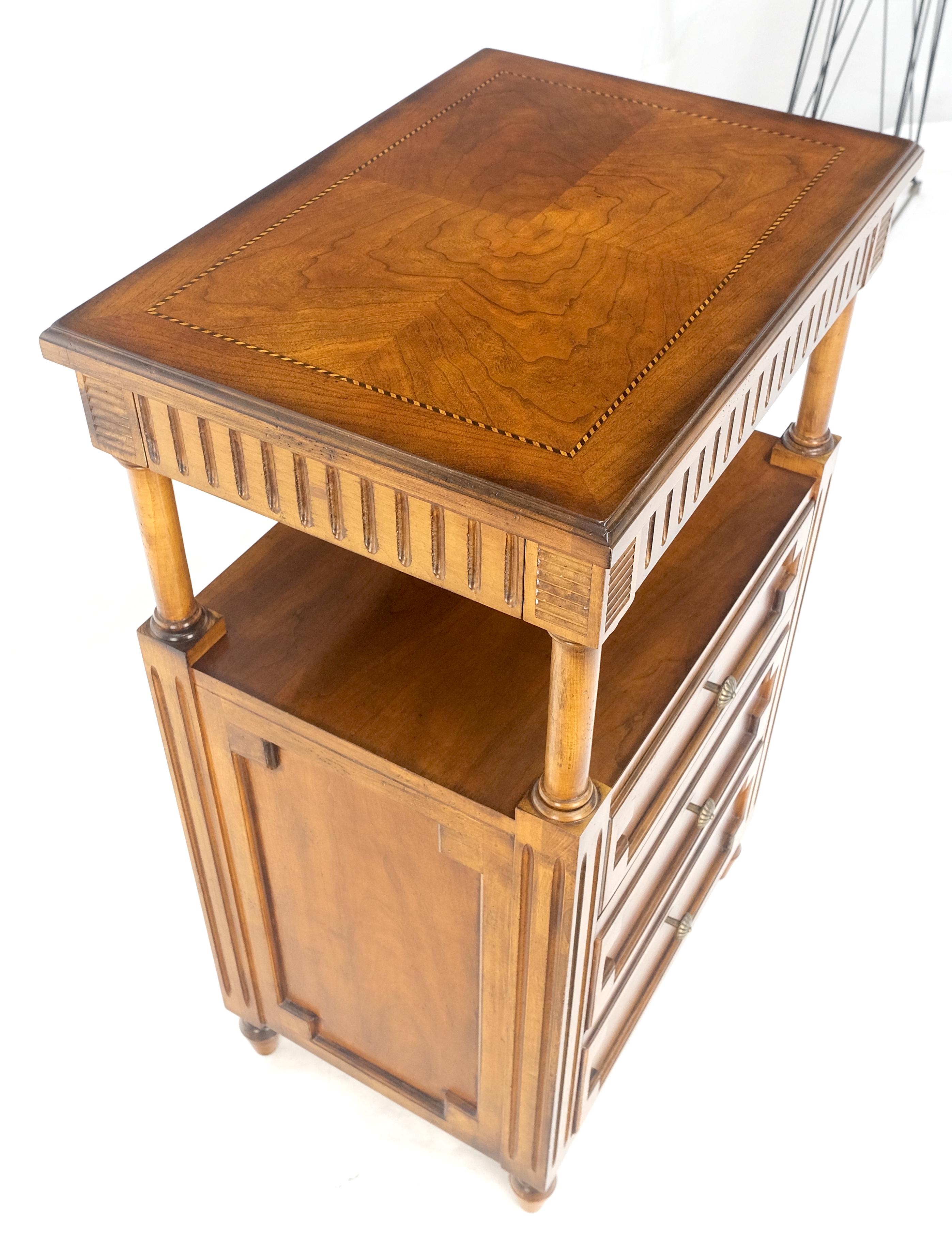 Drexel Light American Walnut Inlayed Top Console Entry Stand Side Table Dresser For Sale 6