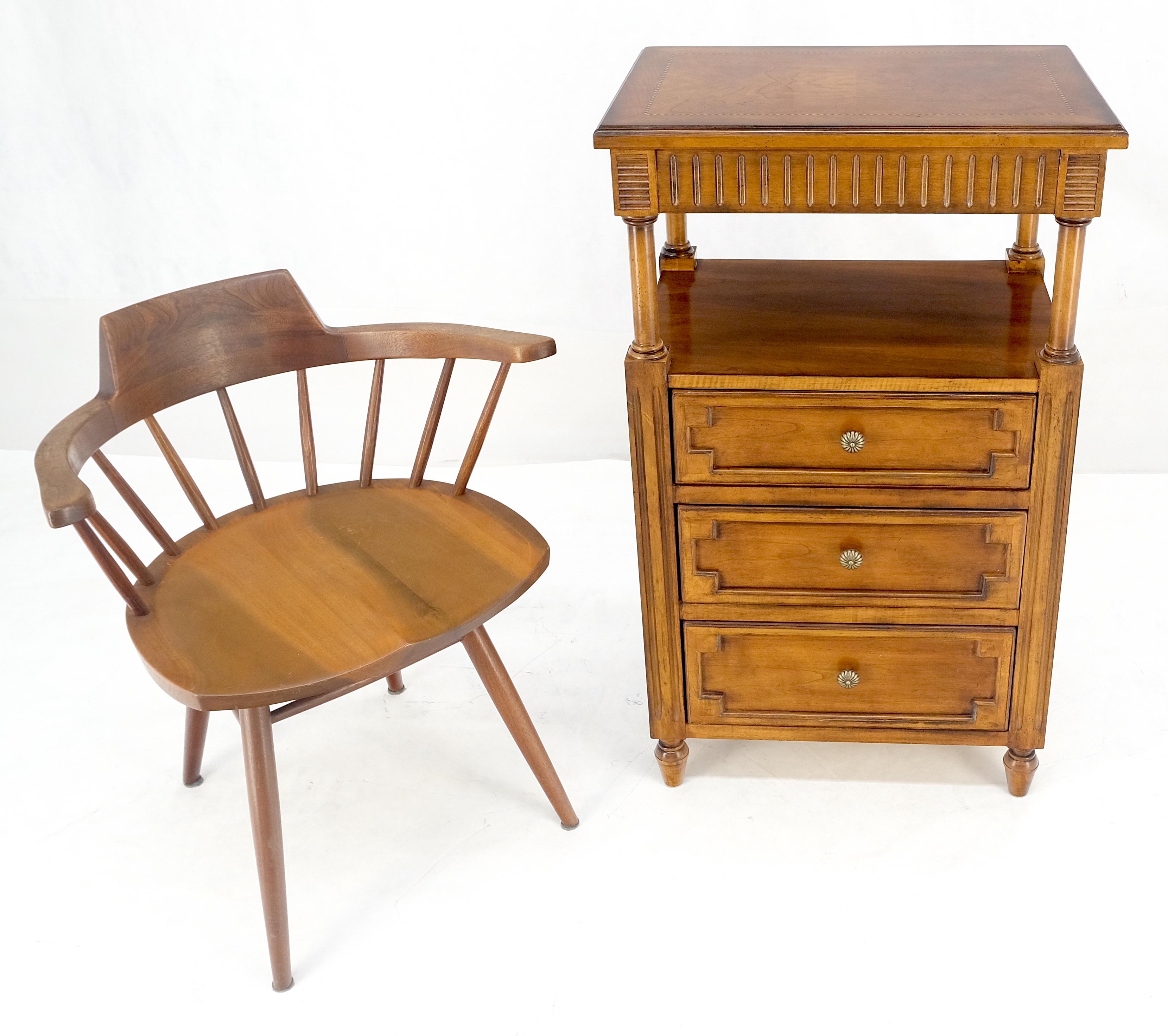 Drexel Light American Walnut Inlayed Top Console Entry Stand Side Table Dresser For Sale 8