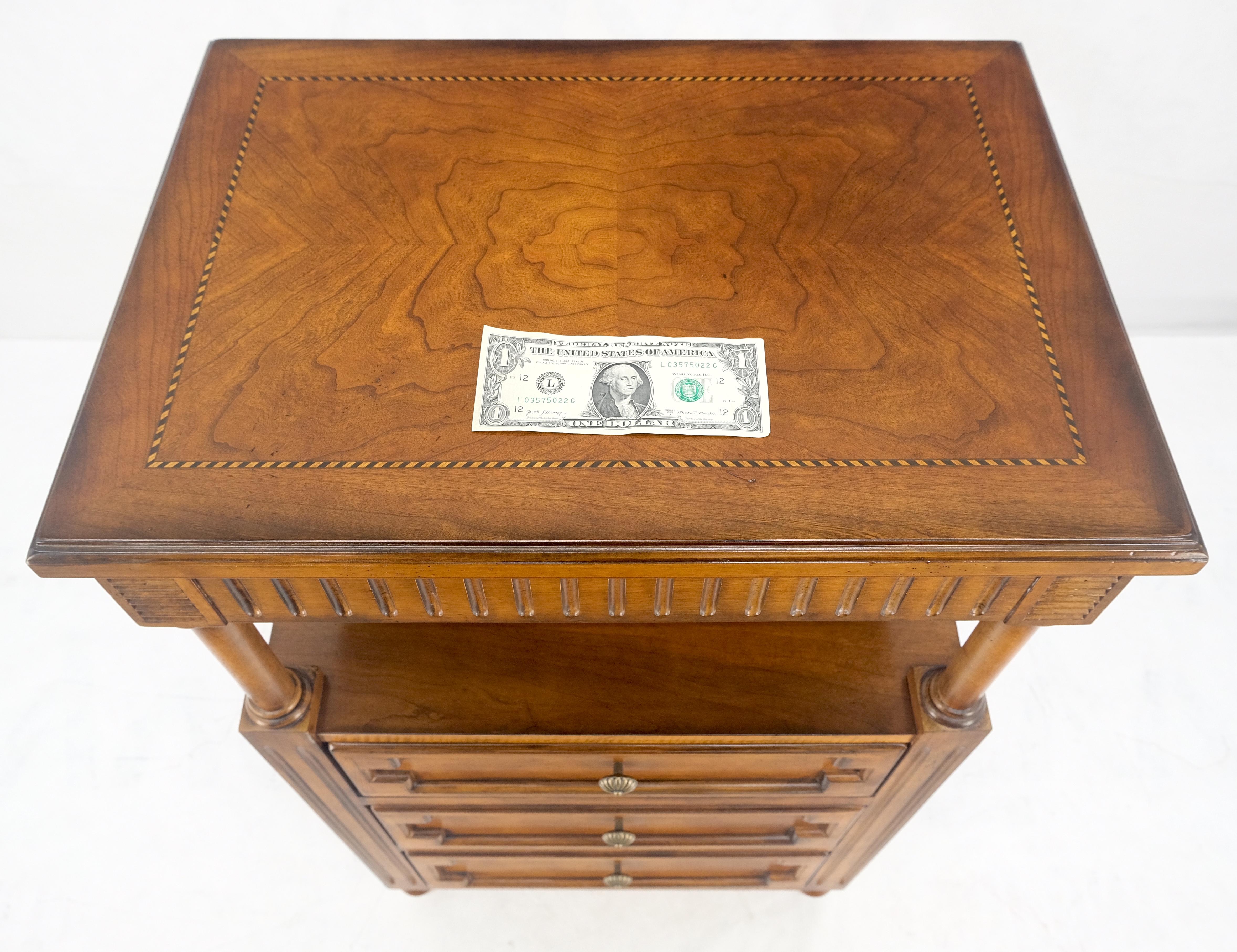 Drexel Light American Walnut Inlayed Top Console Entry Stand Side Table Dresser For Sale 11