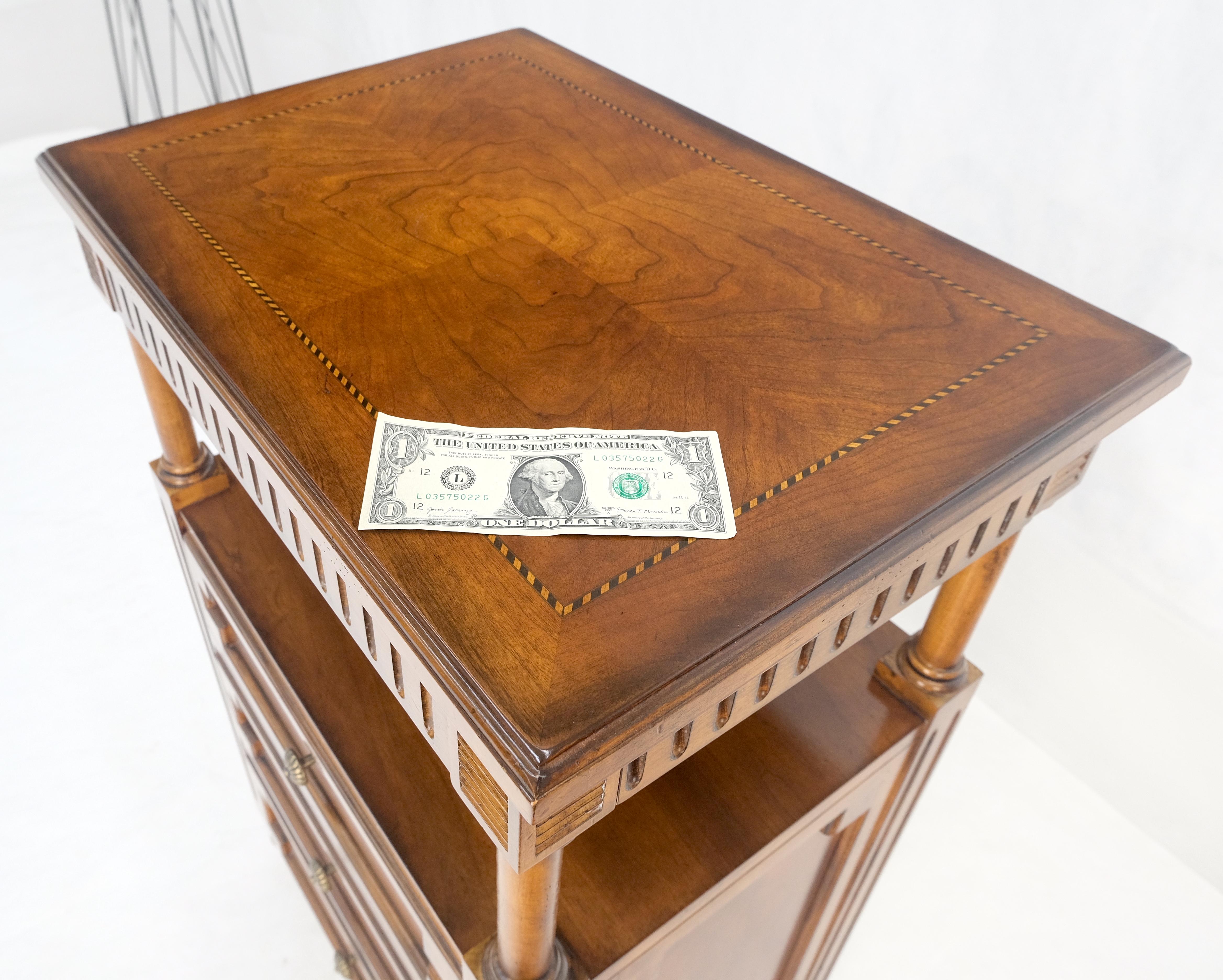 Drexel Light American Walnut Inlayed Top Console Entry Stand Side Table Dresser For Sale 12