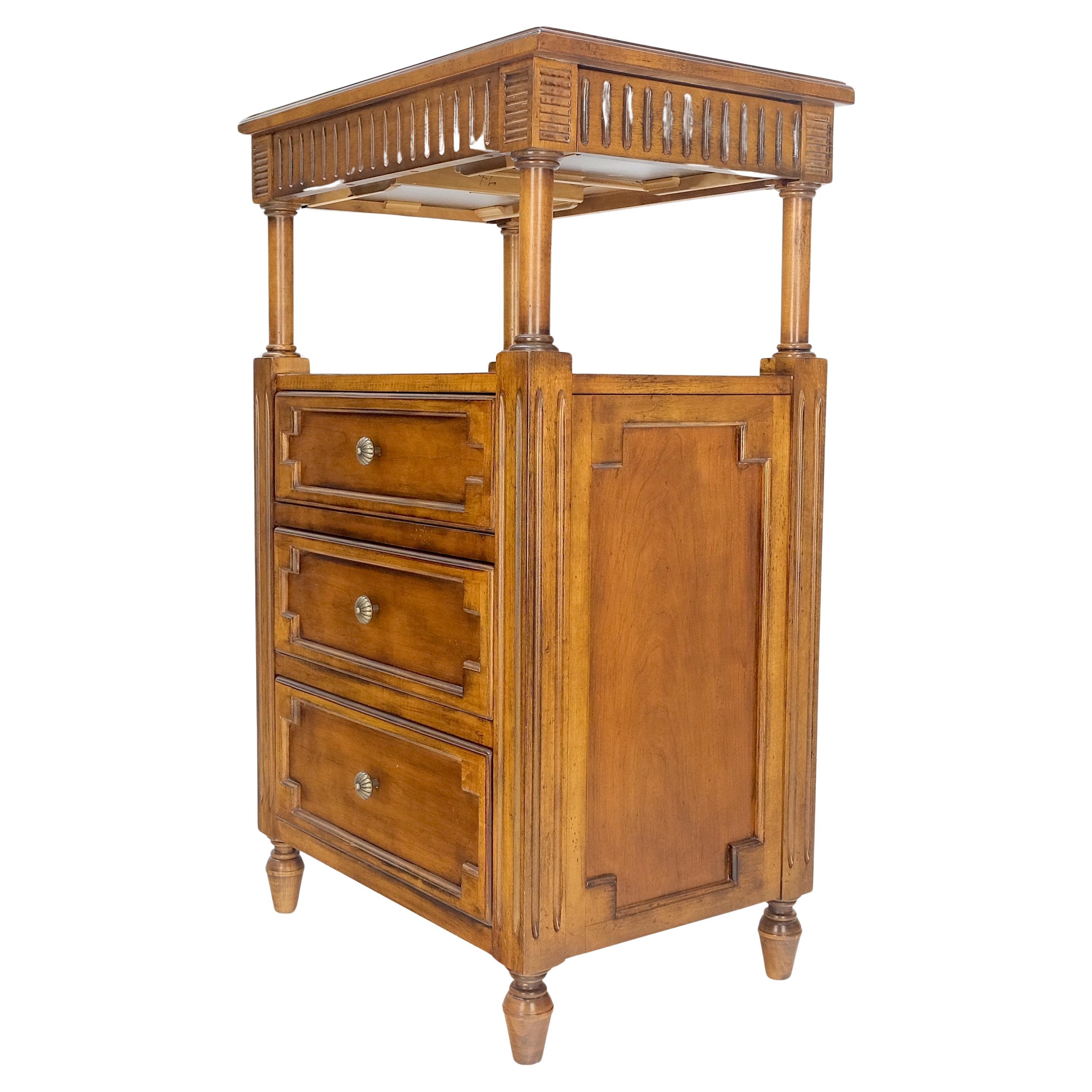 Neoclassical Revival Drexel Light American Walnut Inlayed Top Console Entry Stand Side Table Dresser For Sale
