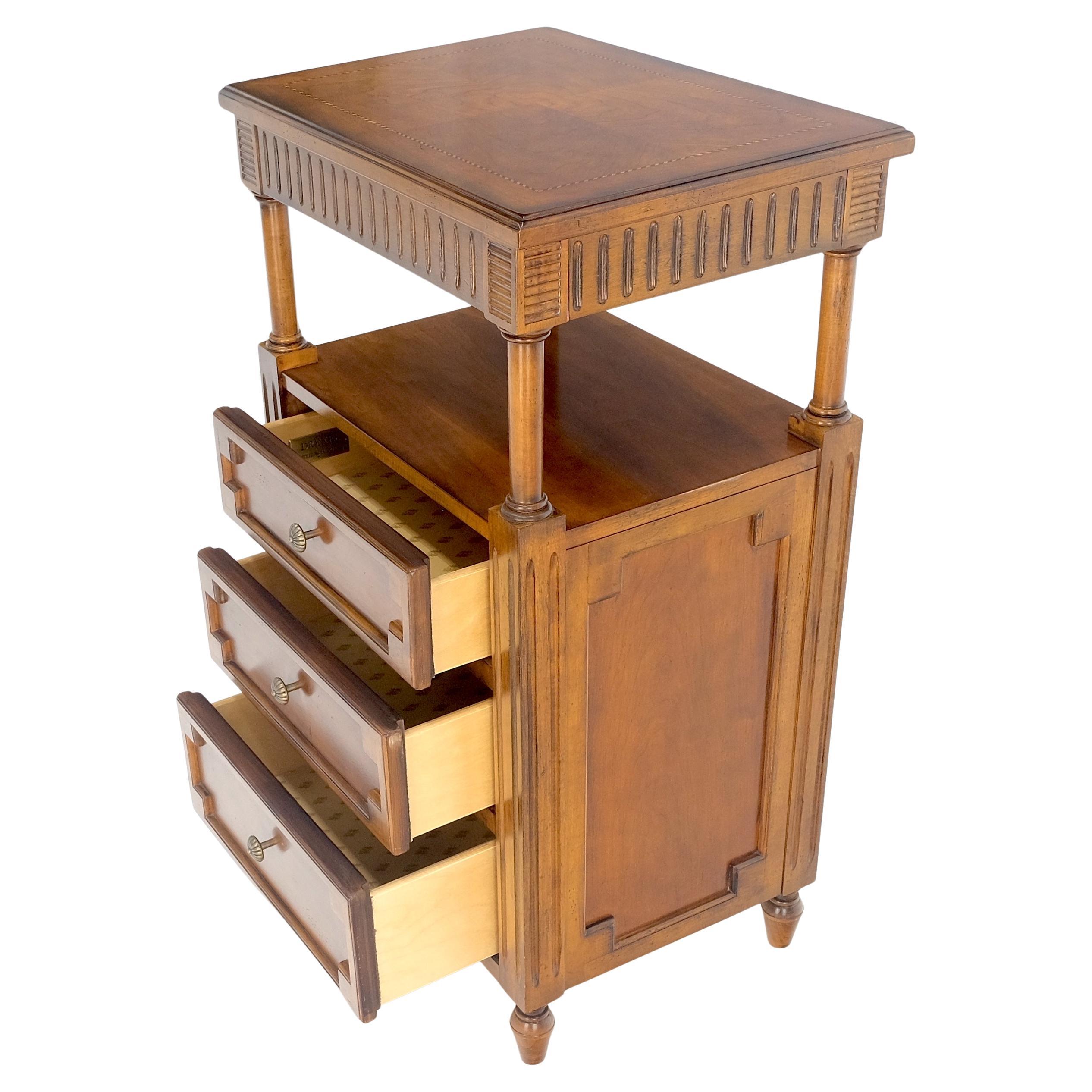 Drexel Light American Walnut Inlayed Top Console Entry Stand Side Table Dresser