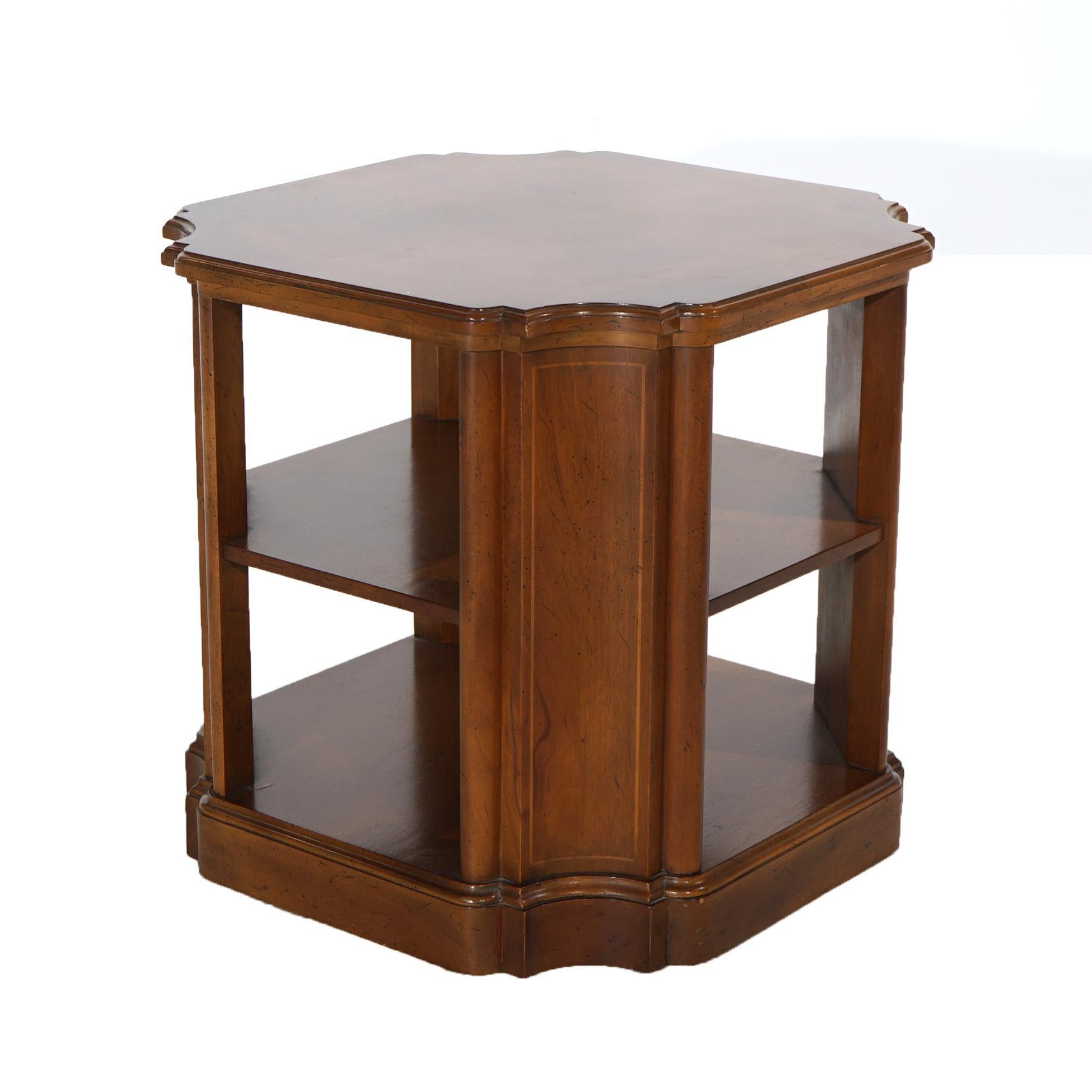 Drexel Mahogany Stylized Clip-Corner Shelved End Table C1940 In Good Condition In Big Flats, NY
