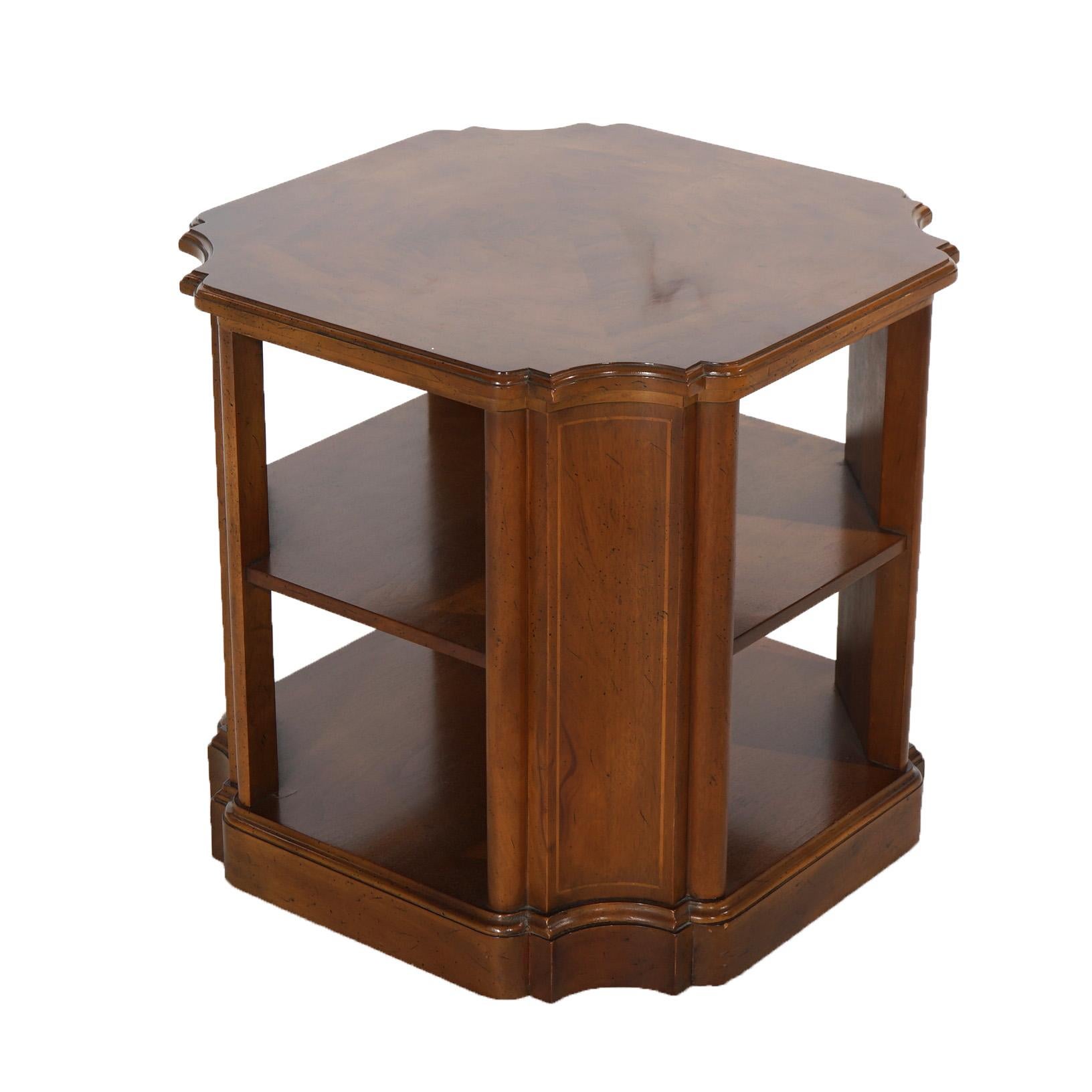 20th Century Drexel Mahogany Stylized Clip-Corner Shelved End Table C1940