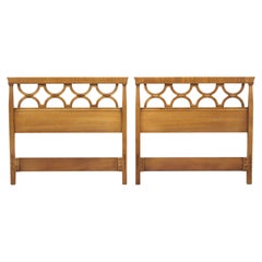 DREXEL Mid 20th Century Walnut Neoclassical Twin Size Headboards - Pair