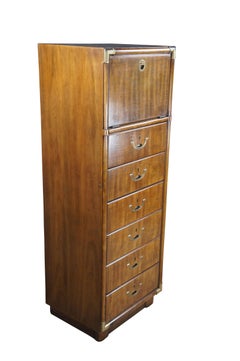 Drexel Mid Century Campaign Style Accolade II Semanier Lingerie Chest of Drawers