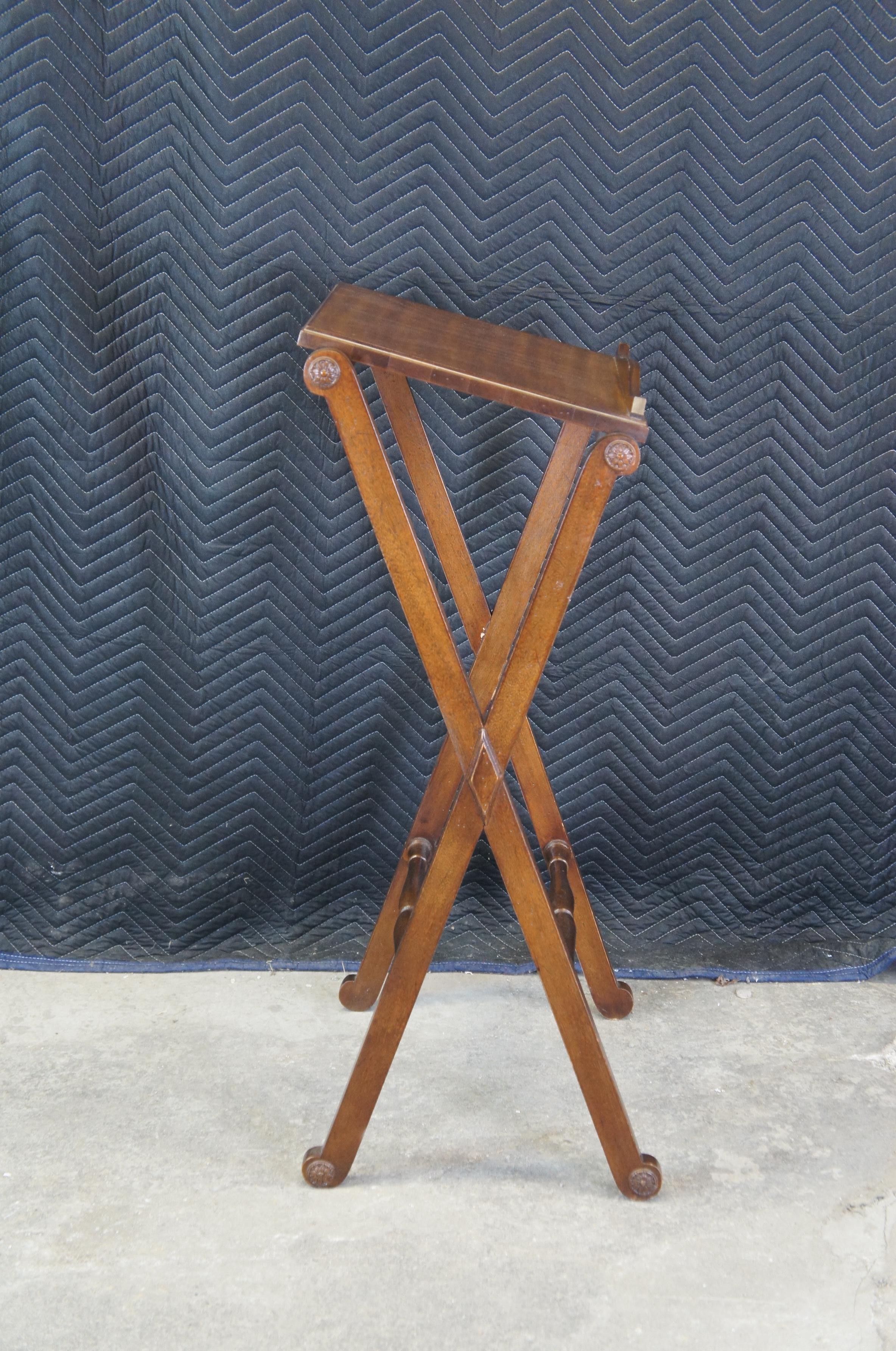 Drexel Mid Century Distressed Walnut French Lectern Podium X Side Book Stand 38