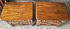 Drexel Mid-Century French Provincial Style Oak Bedside Tables, Pair