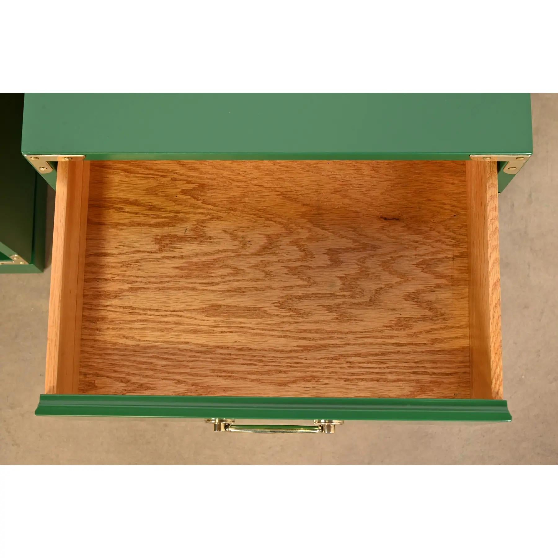 Drexel Mid-Century Hollywood Regency Campaign Lacquered Nightstands, Refinished For Sale 1