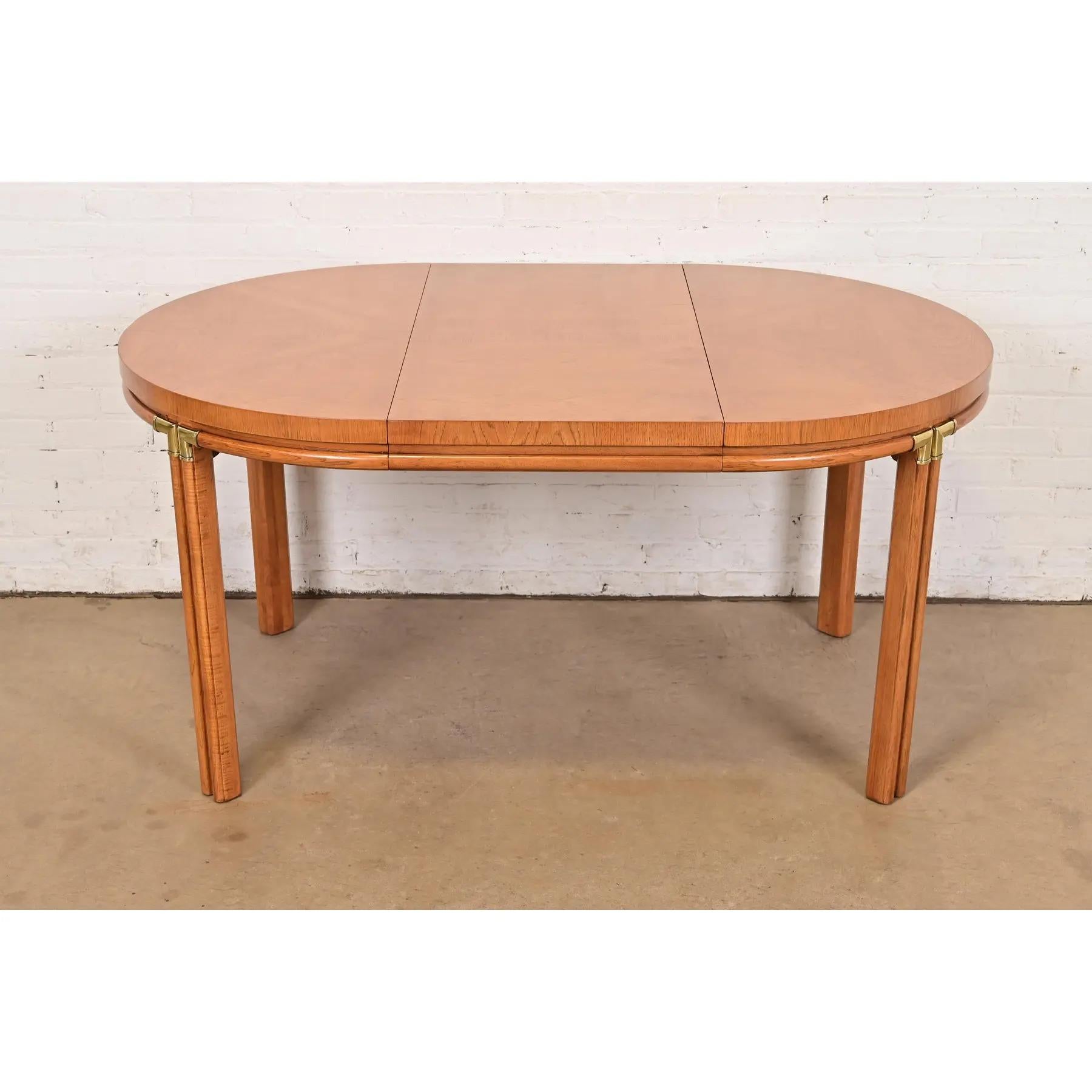 Mid-Century Modern Drexel Mid-Century Hollywood Regency Campaign Pecan Wood Table, Newly Refinished For Sale