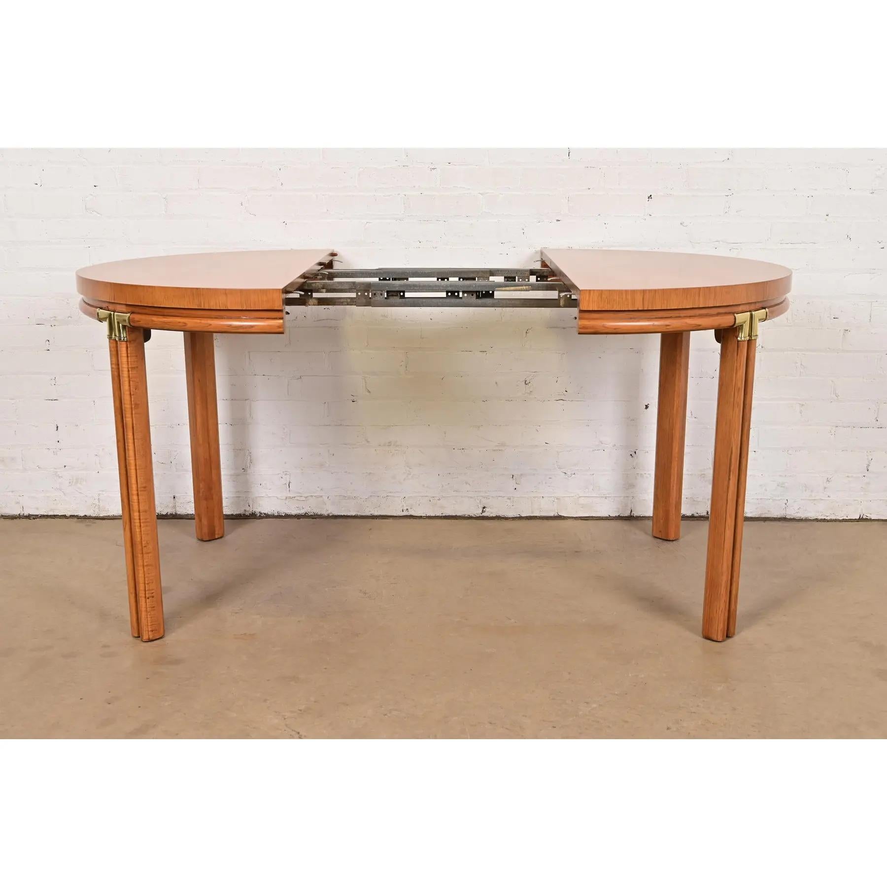 Mid-20th Century Drexel Mid-Century Hollywood Regency Campaign Pecan Wood Table, Newly Refinished For Sale