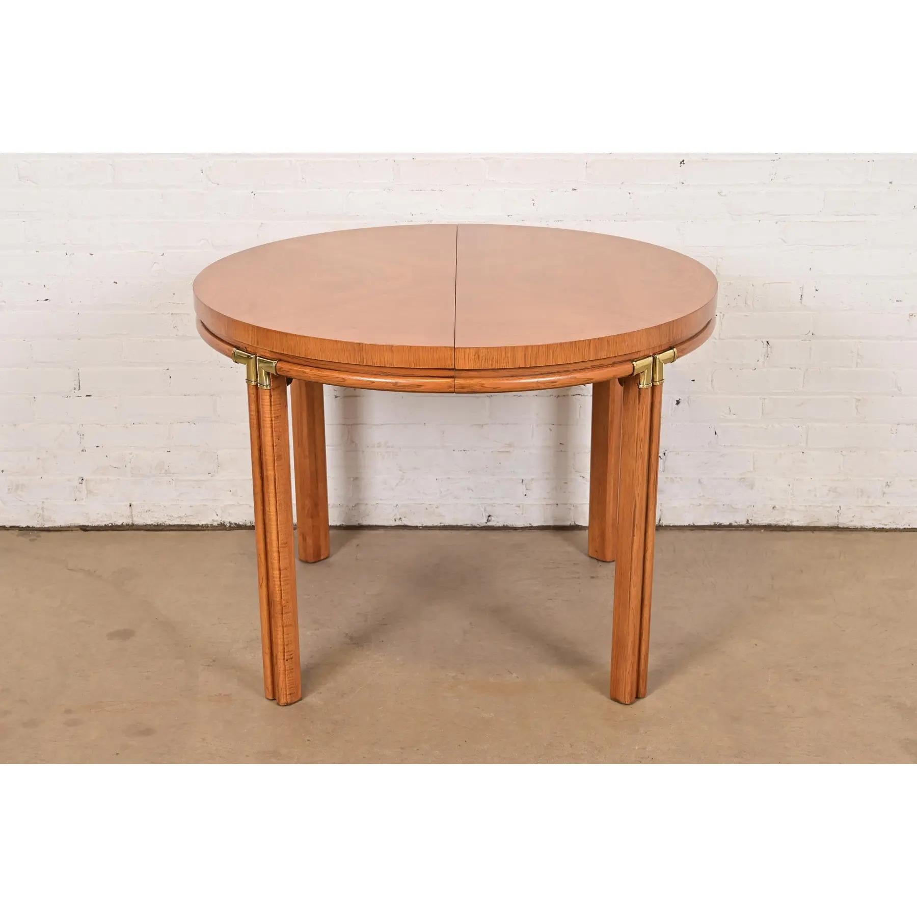 Drexel Mid-Century Hollywood Regency Campaign Pecan Wood Table, Newly Refinished For Sale 1