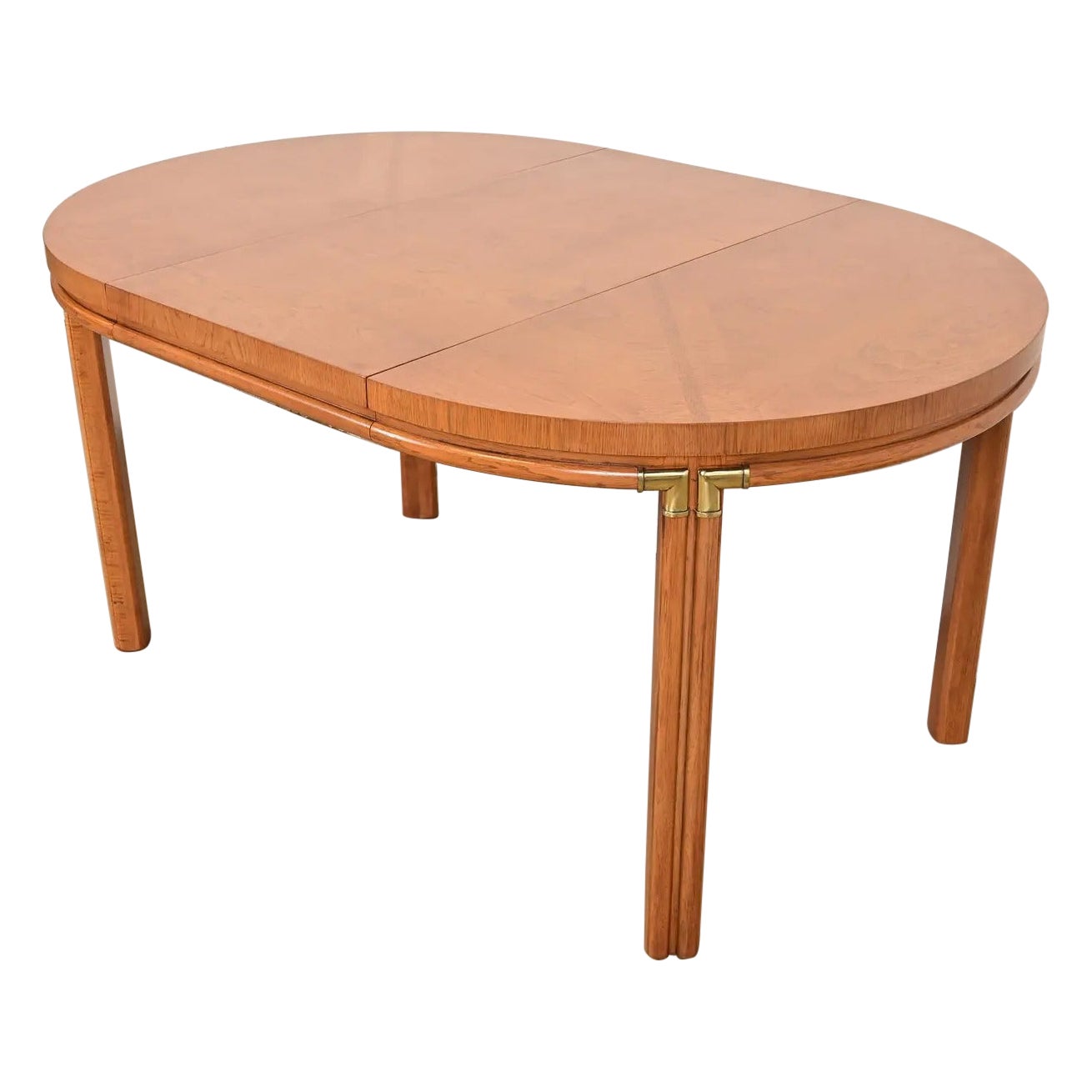 Drexel Mid-Century Hollywood Regency Campaign Pecan Wood Table, Newly Refinished For Sale