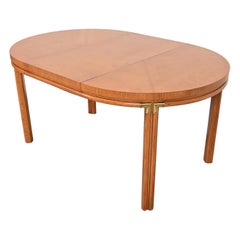 Drexel Mid-Century Hollywood Regency Campaign Pecan Wood Table, Newly Refinished