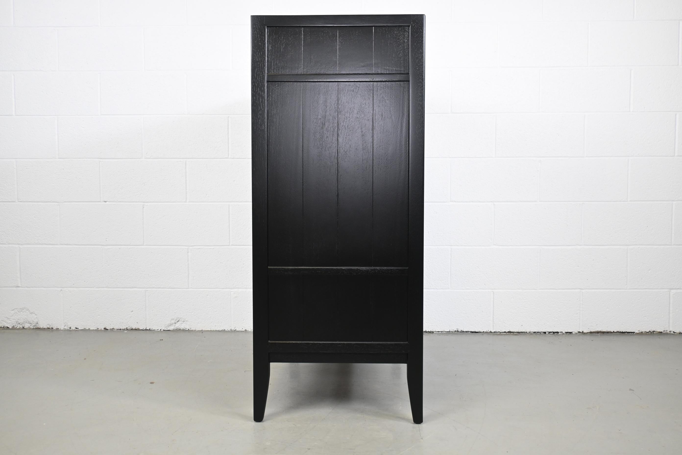 Drexel Mid-Century Modern Black Lacquered Highboy Dresser 4