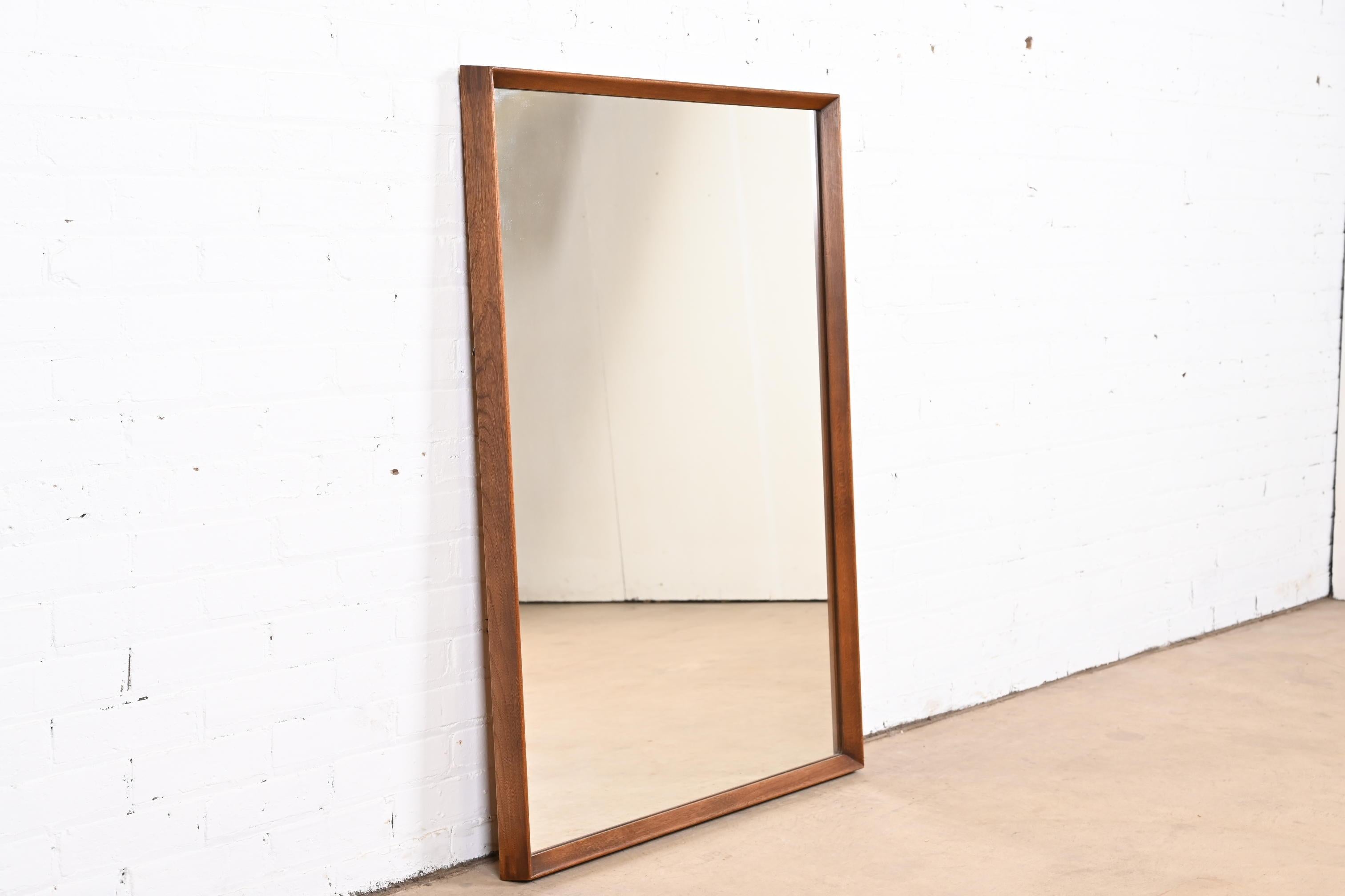 American Drexel Mid-Century Modern Sculpted Walnut Framed Wall Mirror