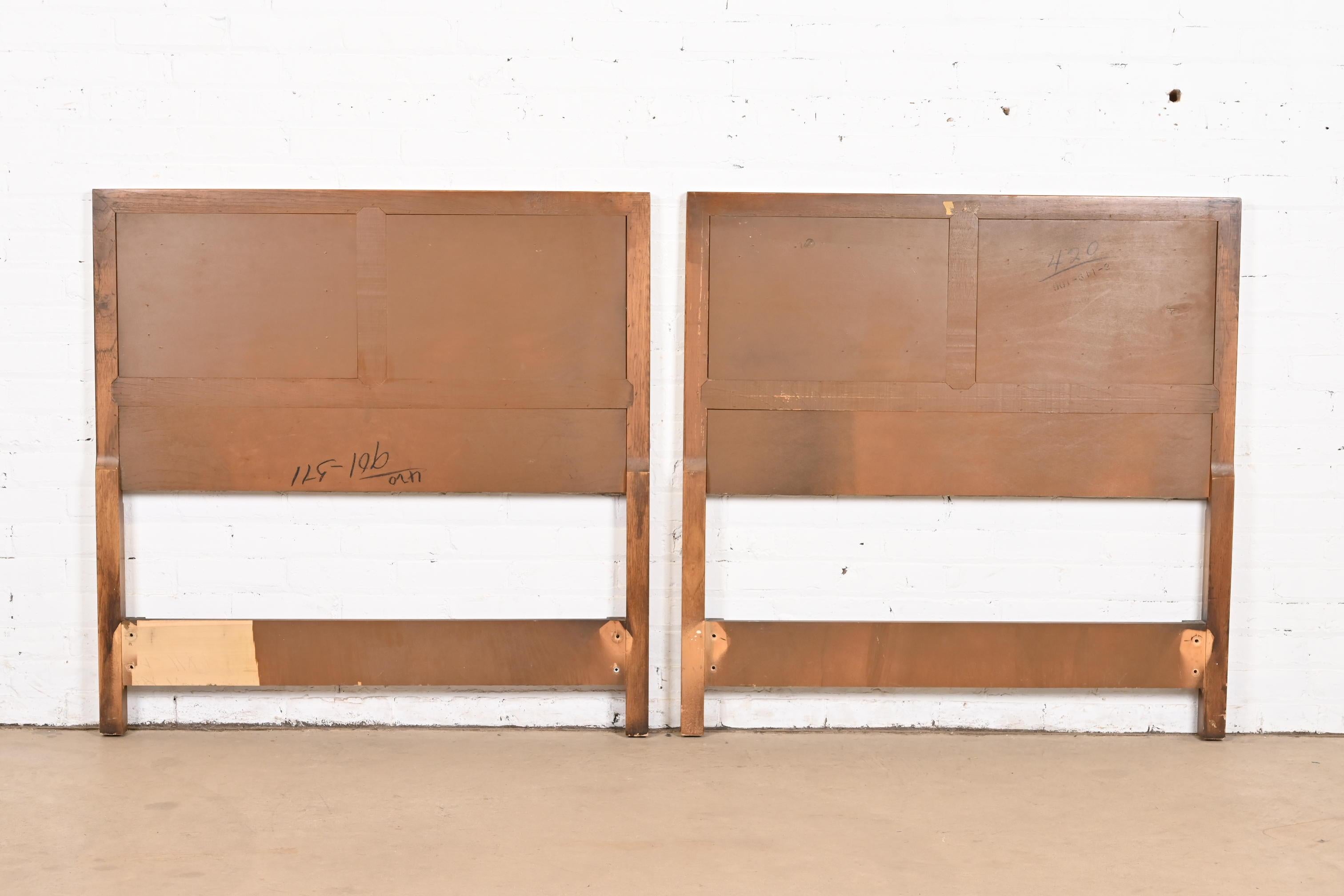 Drexel Mid-Century Modern Sculpted Walnut Twin Headboards, Pair For Sale 3