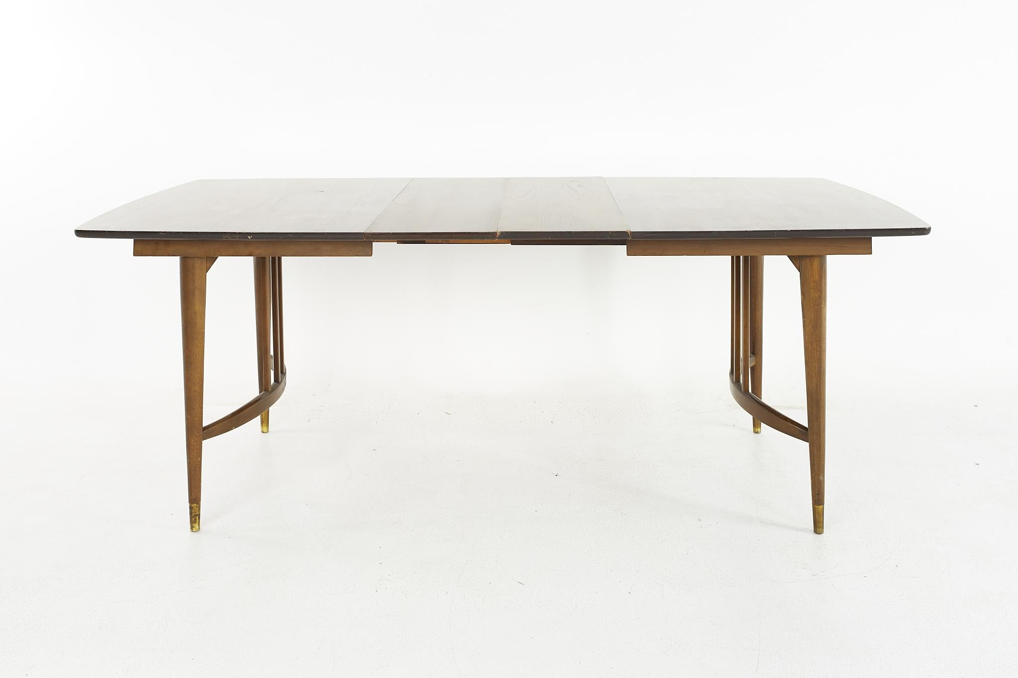 Drexel Mid Century Walnut Expanding Dining Table with 2 Leaves 5