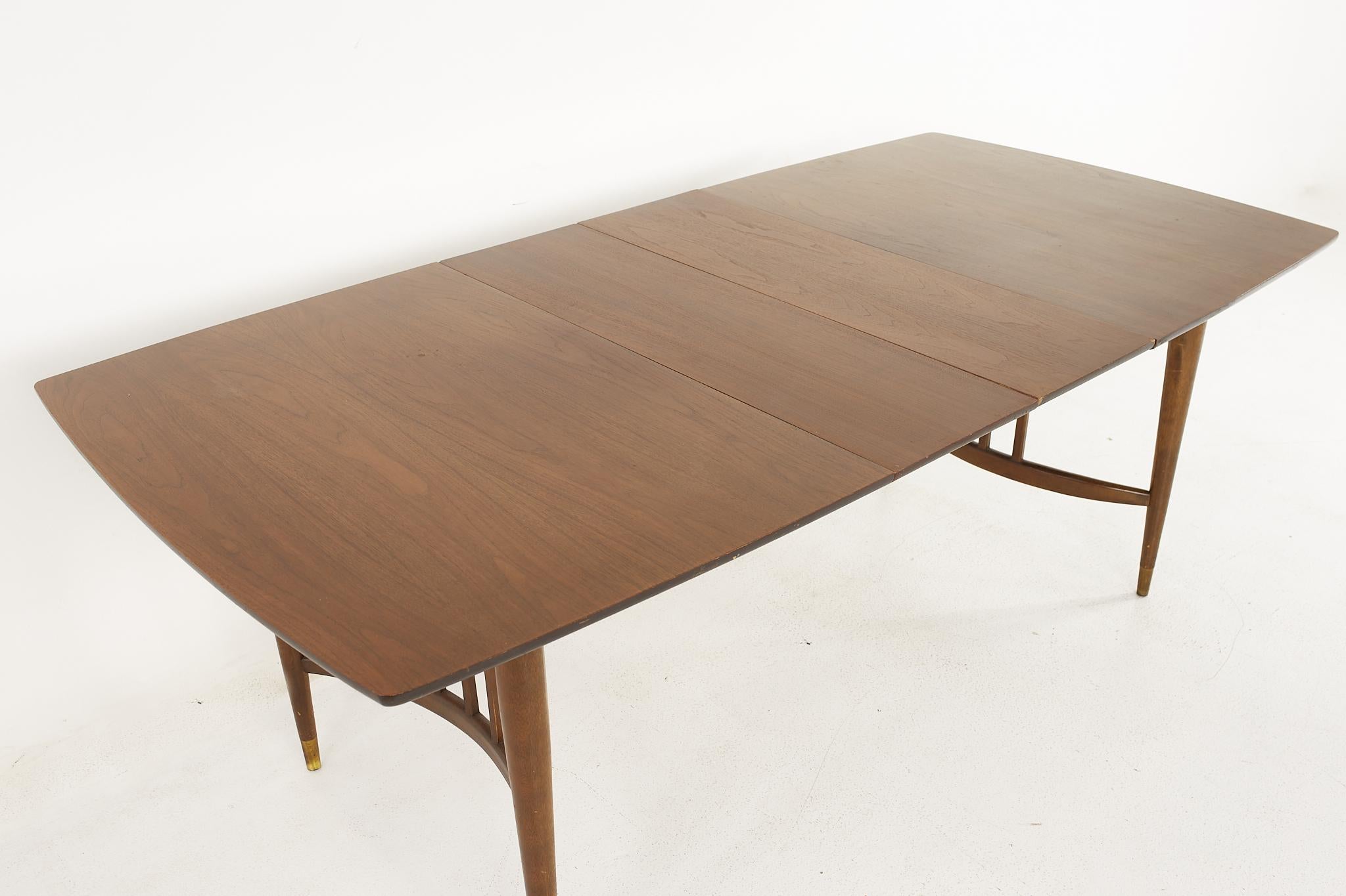 Drexel Mid Century Walnut Expanding Dining Table with 2 Leaves 7