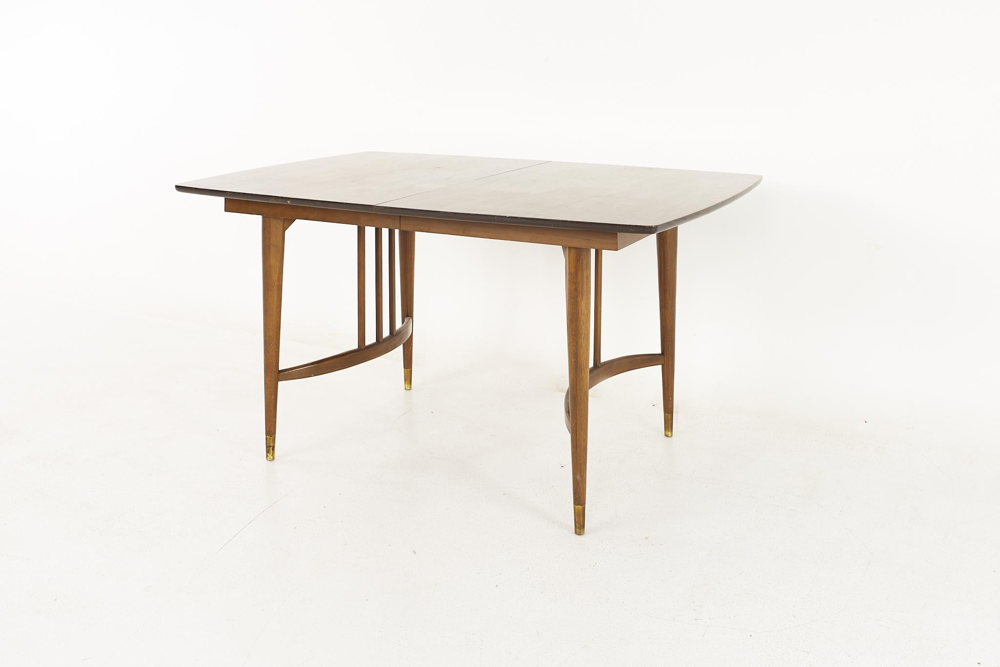 Mid-Century Modern Drexel Mid Century Walnut Expanding Dining Table with 2 Leaves