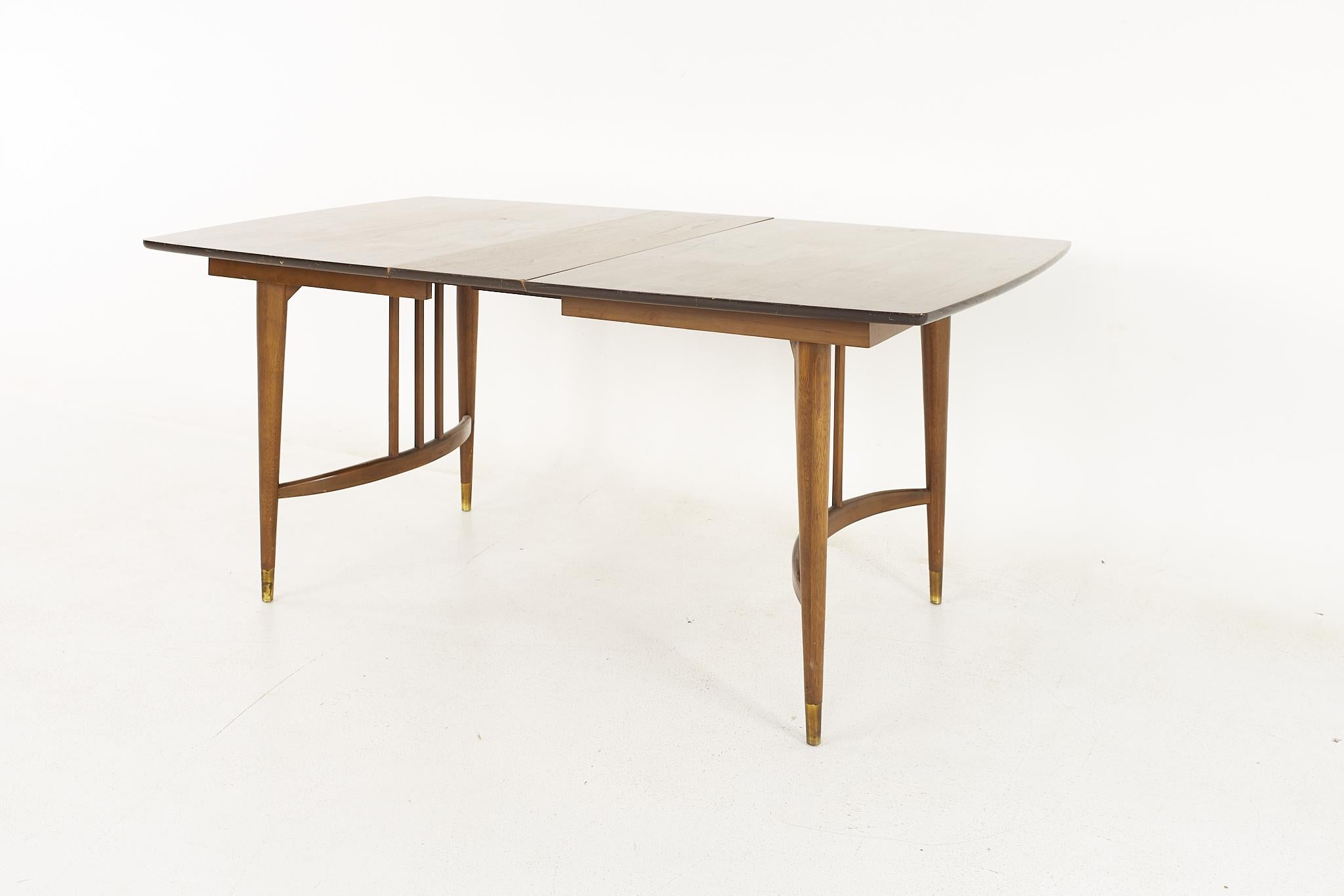 Drexel Mid Century Walnut Expanding Dining Table with 2 Leaves 1