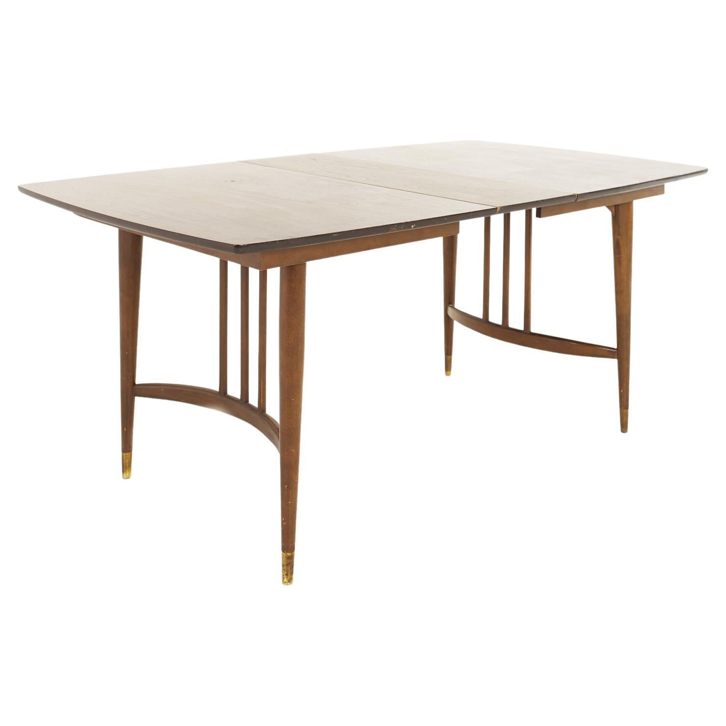 Drexel Mid Century Walnut Expanding Dining Table with 2 Leaves