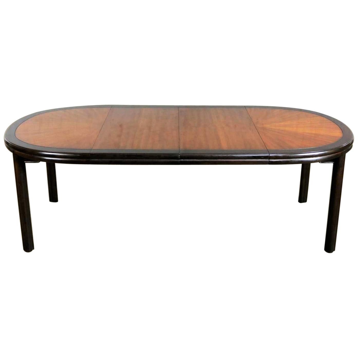 Drexel Ming Style Faux Bamboo Oval Dining Table Two Toned Finish & Two Leaves