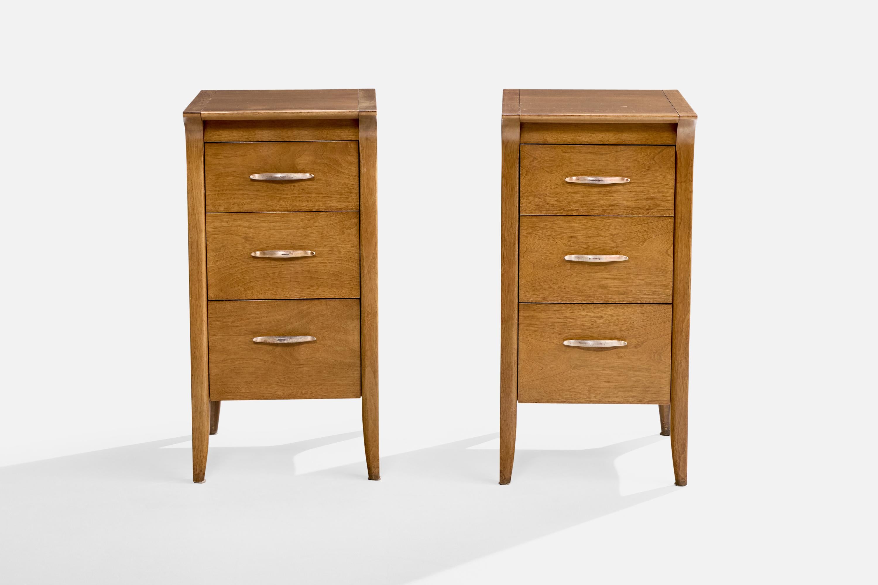 Mid-Century moderno Drexel, Comodini, Acero, Metallo, USA, anni '50 in vendita