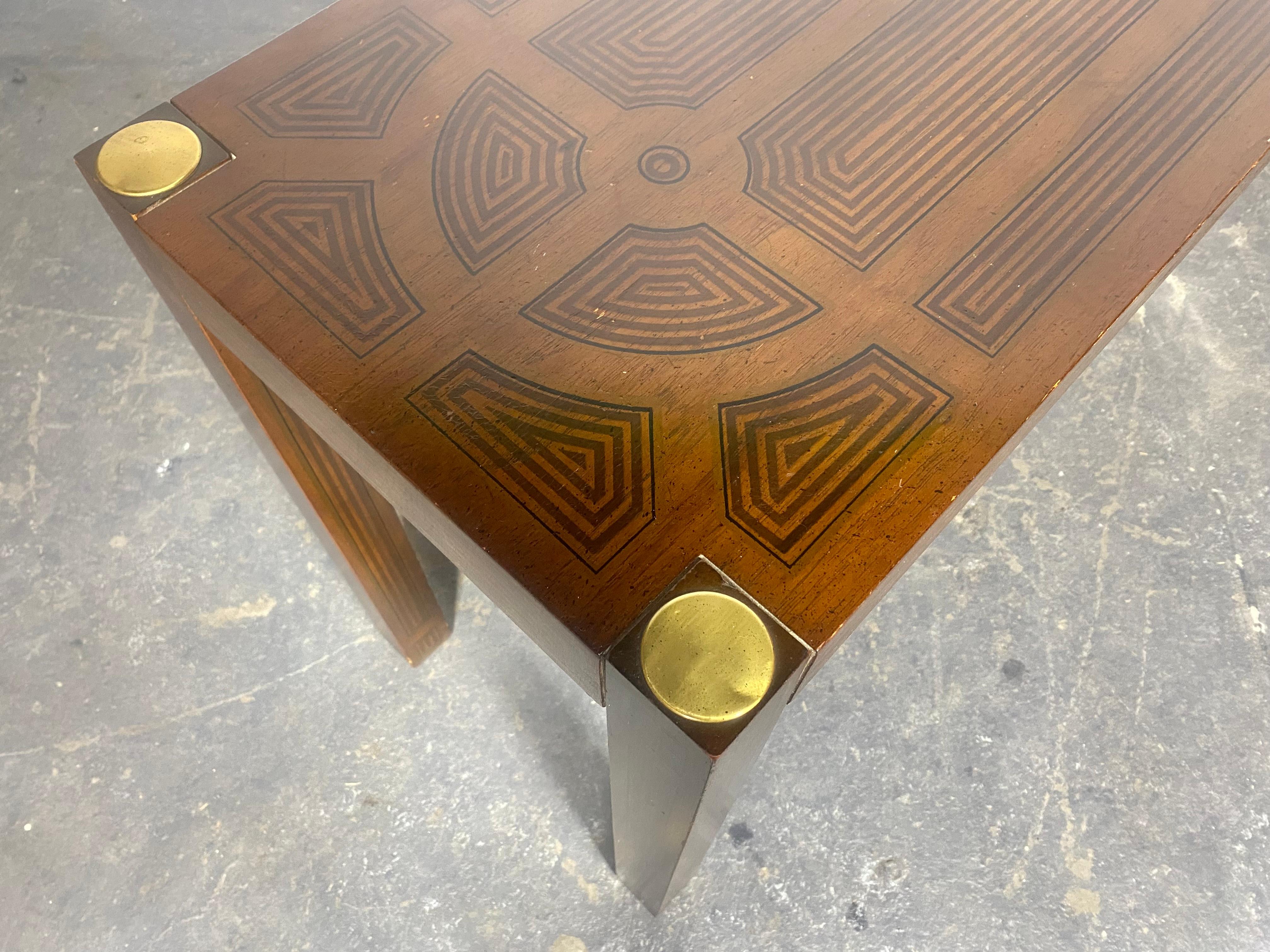 Drexel Oxford  Geometric Painted Parsons Style Console / Desk Table 2