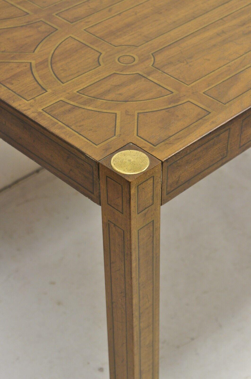 Drexel Oxford Square Geometric Painted Parsons Style Console Desk Dining Table. Circa Mid 20th Century. Measurements: 29
