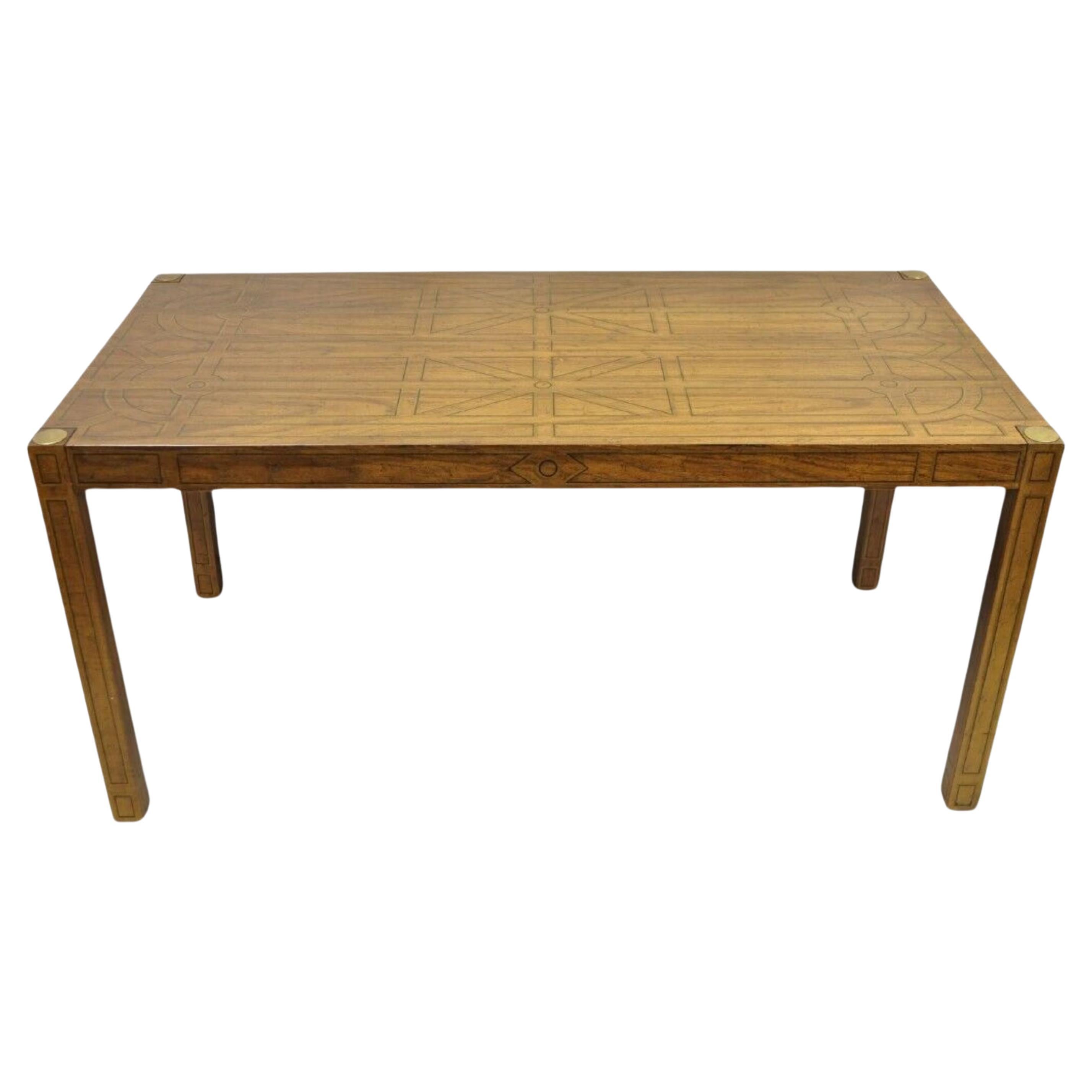 Drexel Oxford Square Geometric Painted Parsons Style Console Desk Dining Table For Sale