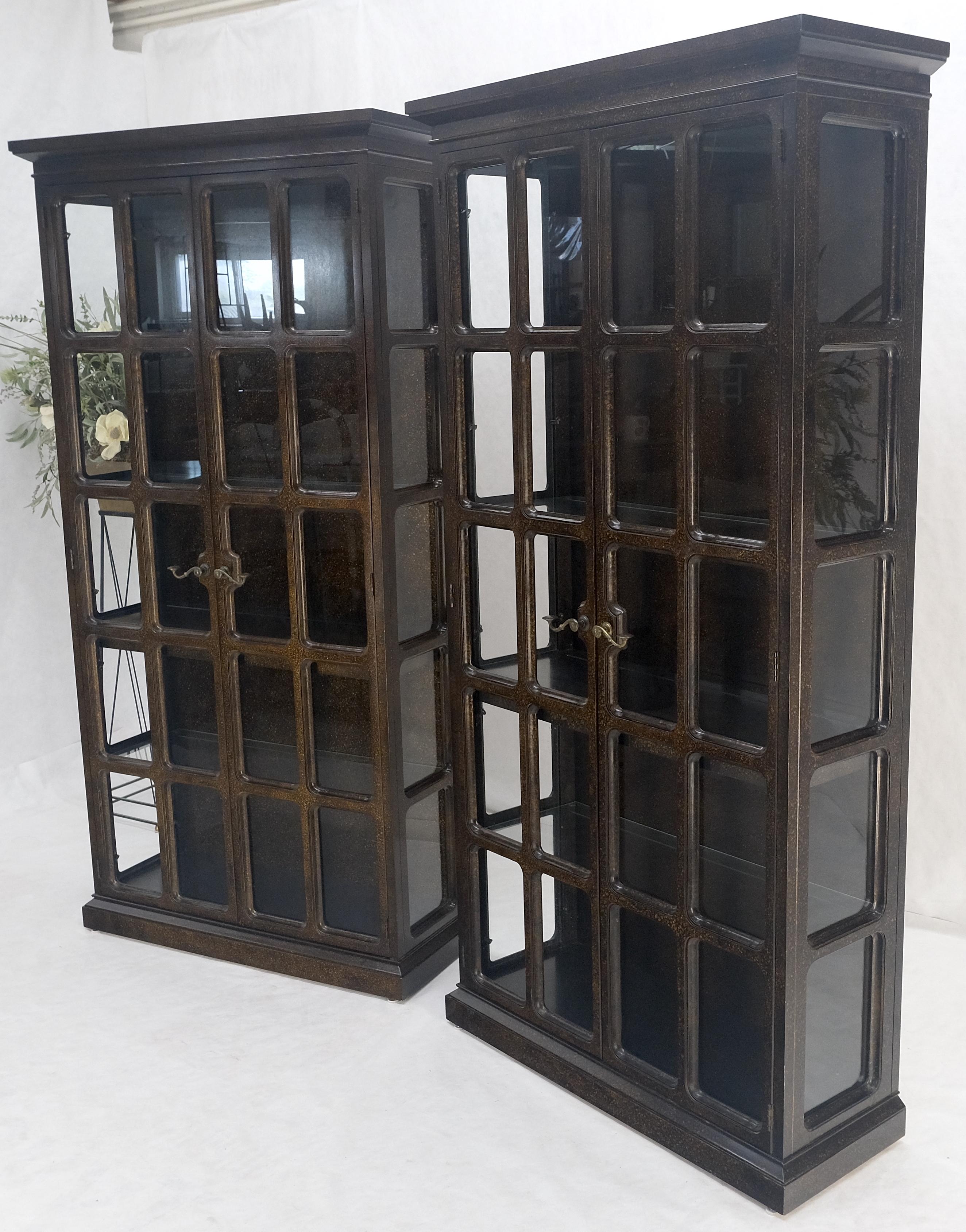 Drexel Pair of Large Tortoise Finish Vitrines Etageres Cupboards Showcases MINT For Sale 2