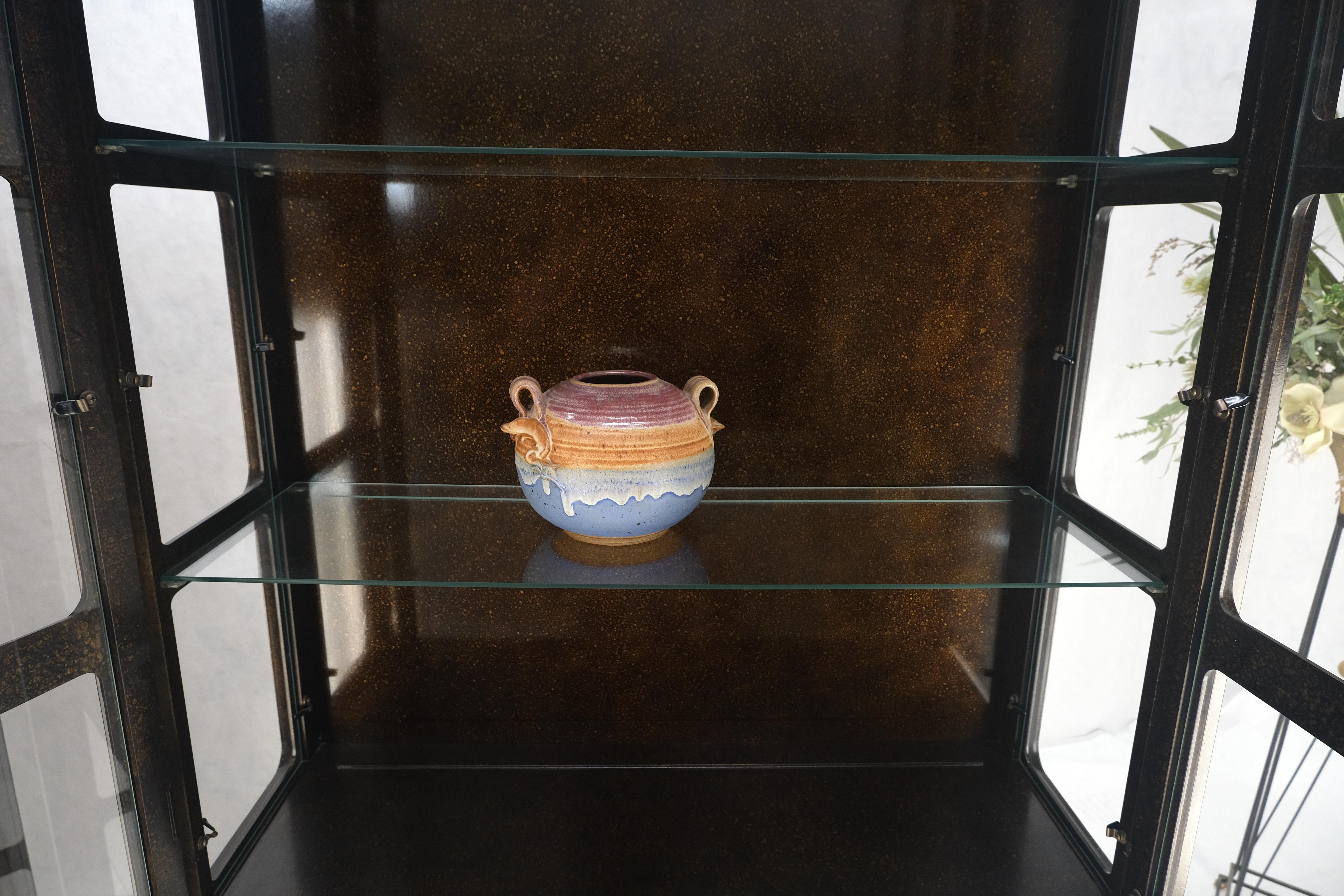Drexel Pair of Large Tortoise Finish Vitrines Etageres Cupboards Showcases MINT For Sale 3