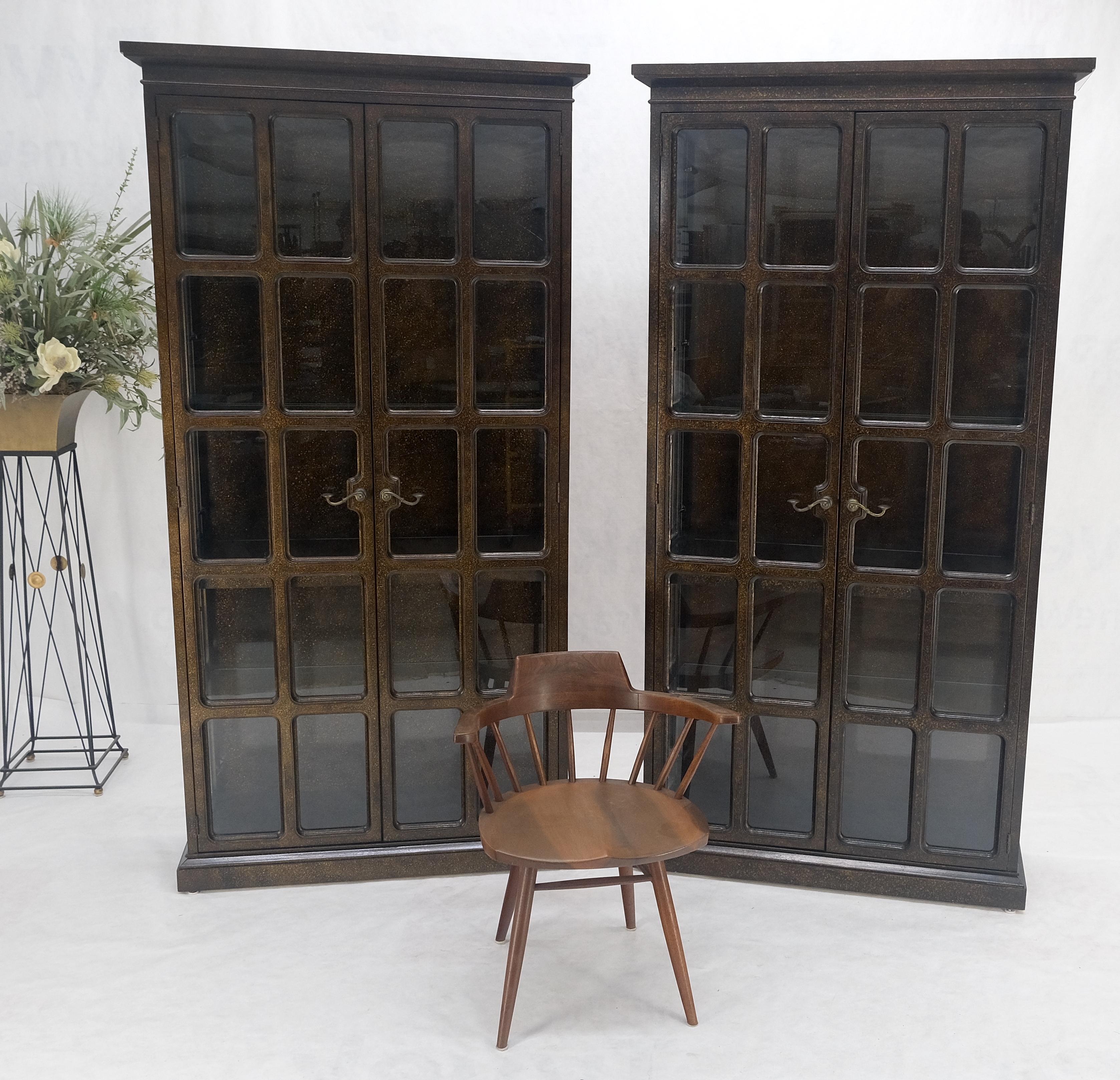 Drexel Pair of Large Tortoise Finish Vitrines Etageres Cupboards Showcases MINT For Sale 4