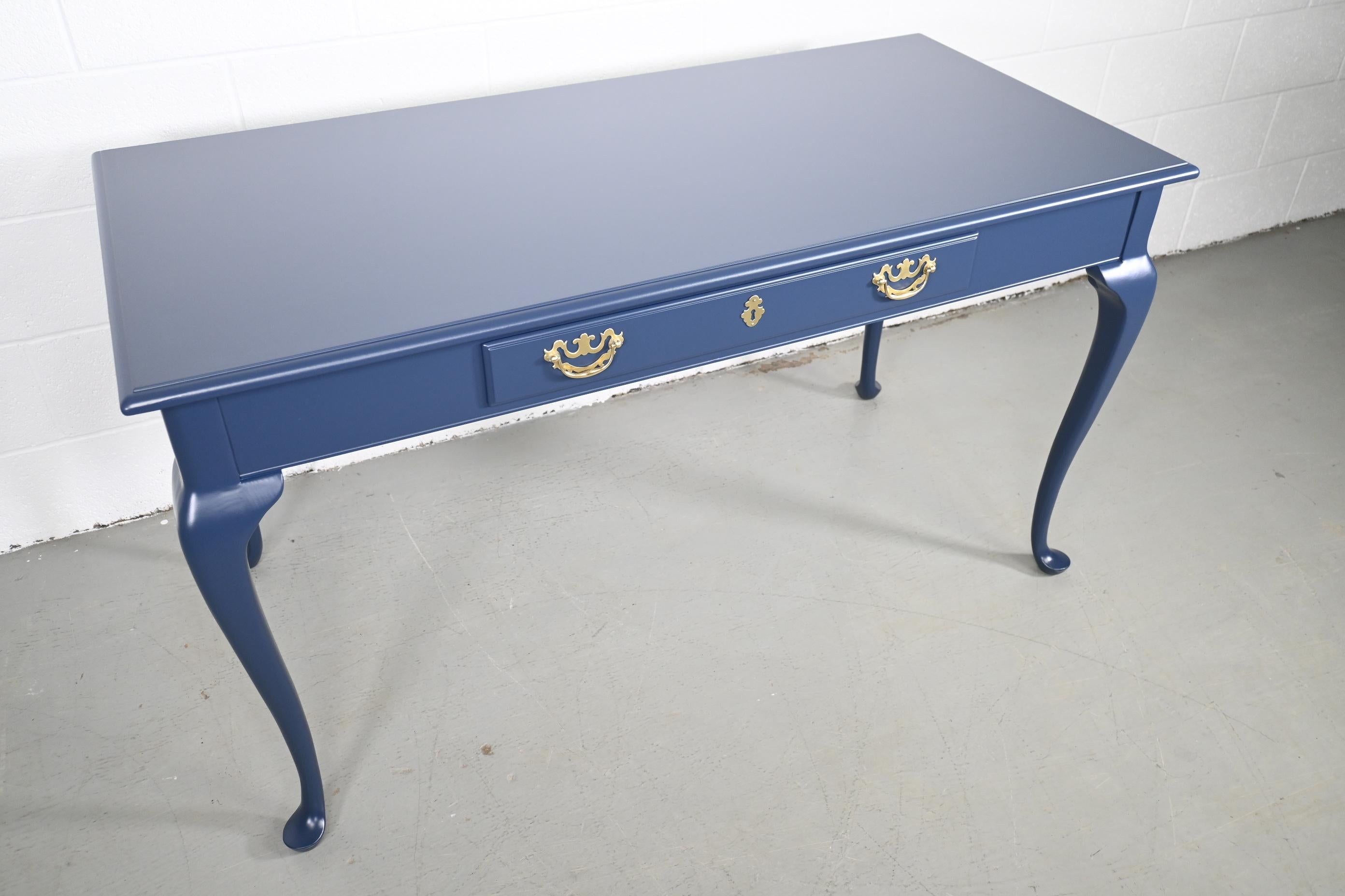 Lacquered Drexel Queen Anne Style Navy Writing Desk