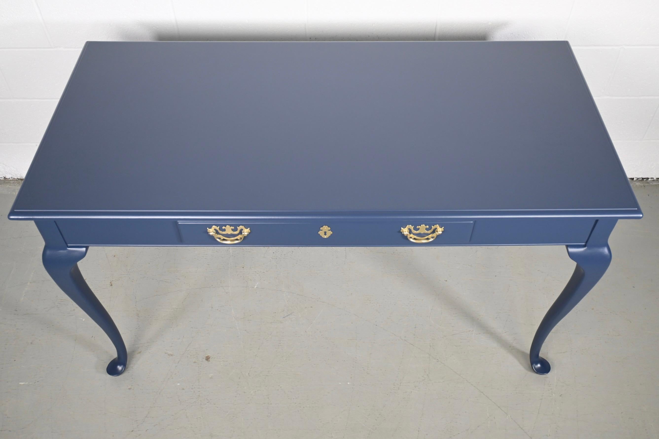 Late 20th Century Drexel Queen Anne Style Navy Writing Desk
