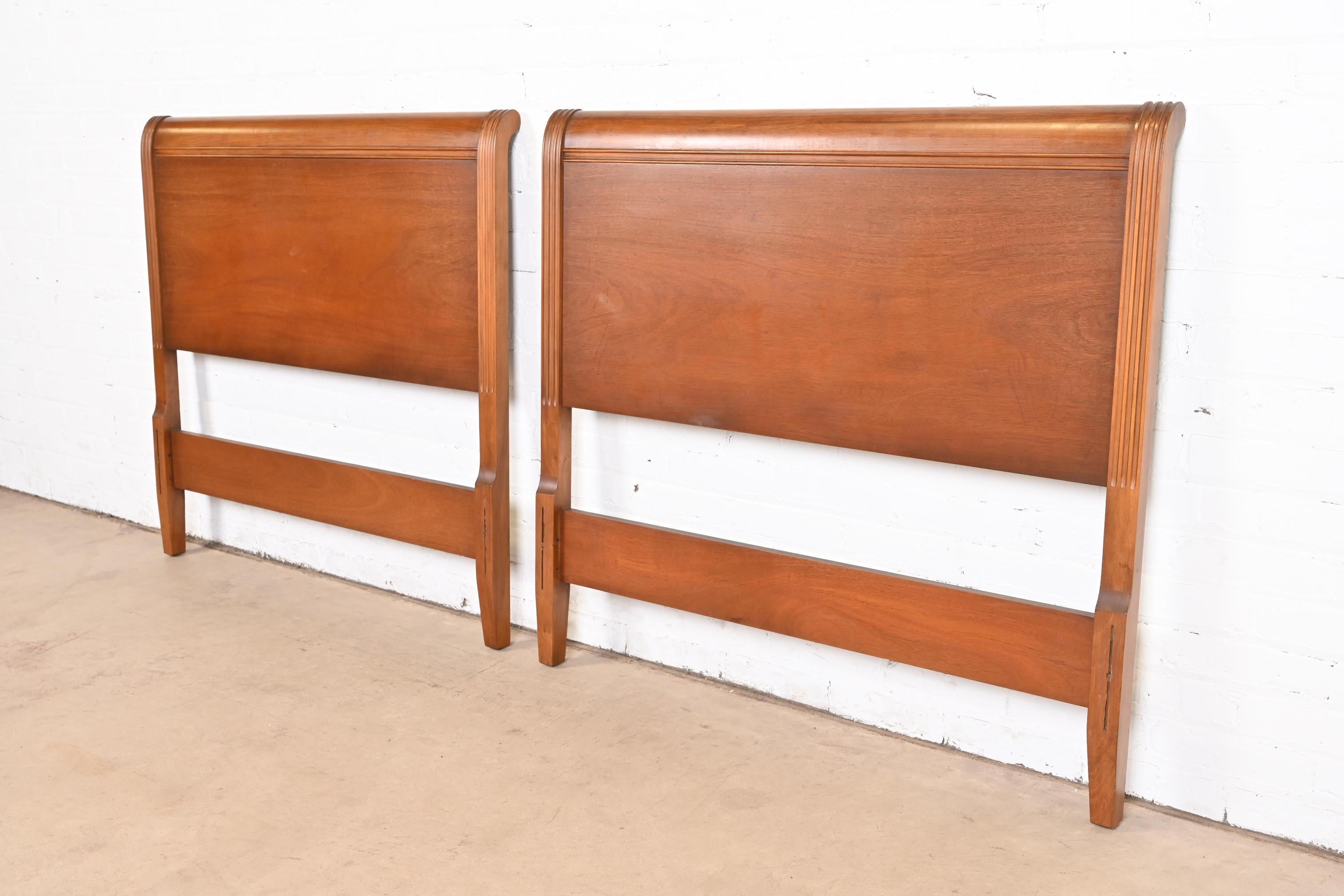 Drexel Regency Carved Mahogany Twin Headboards, Pair In Good Condition For Sale In South Bend, IN