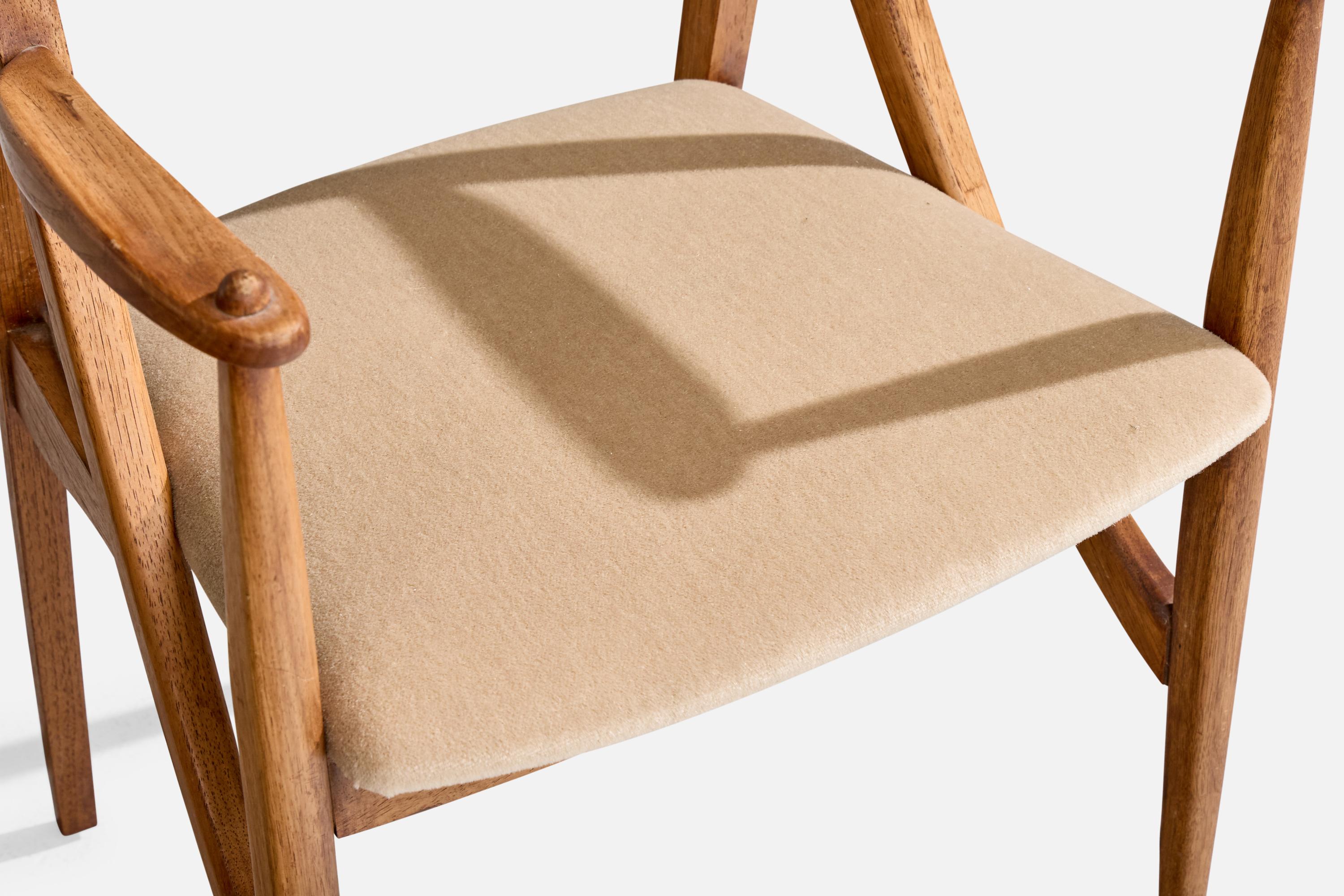 Drexel, Side Chair, Oak, Mohair, USA, 1950s For Sale 4