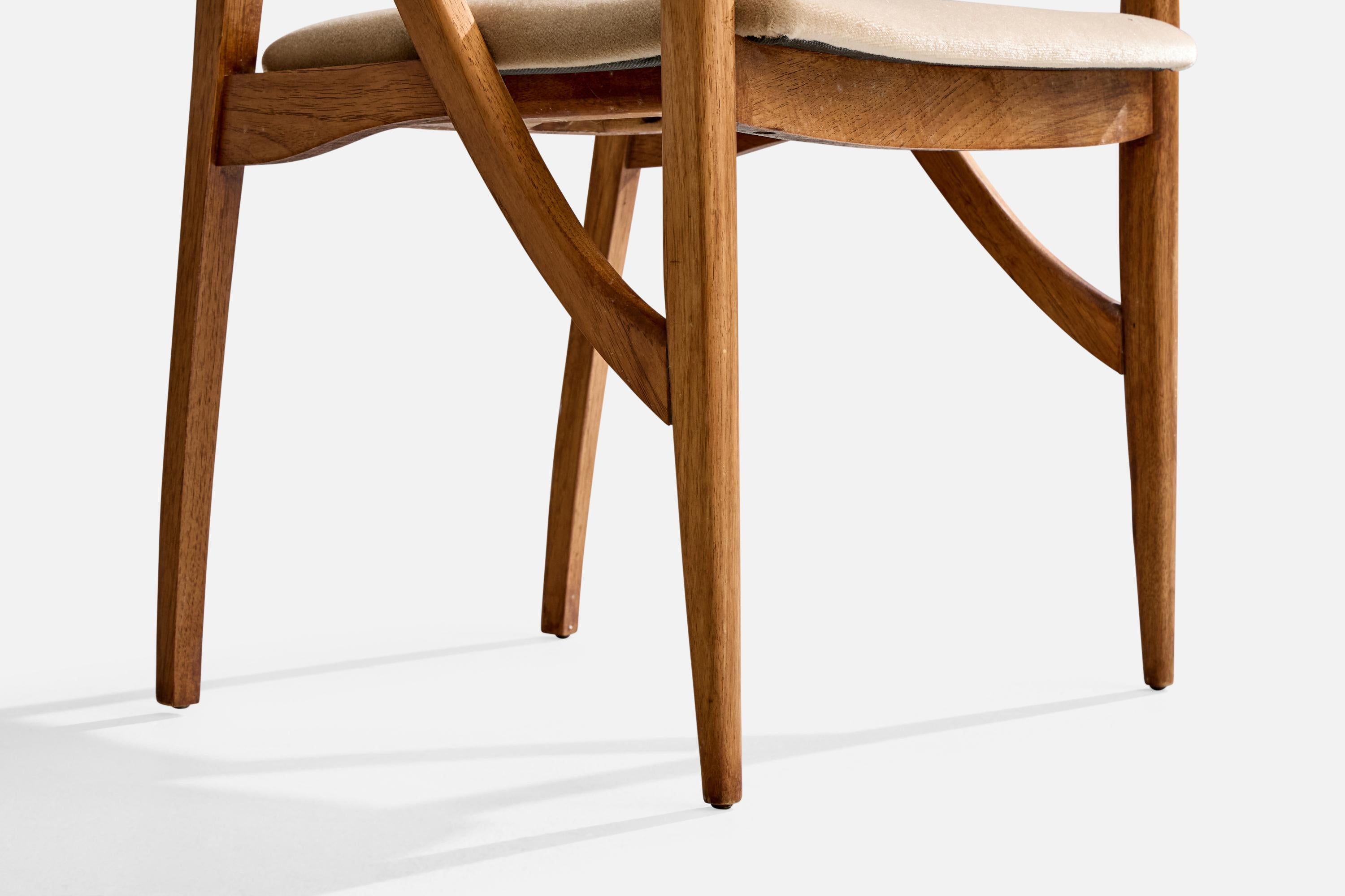 Drexel, Side Chair, Oak, Mohair, USA, 1950s For Sale 5