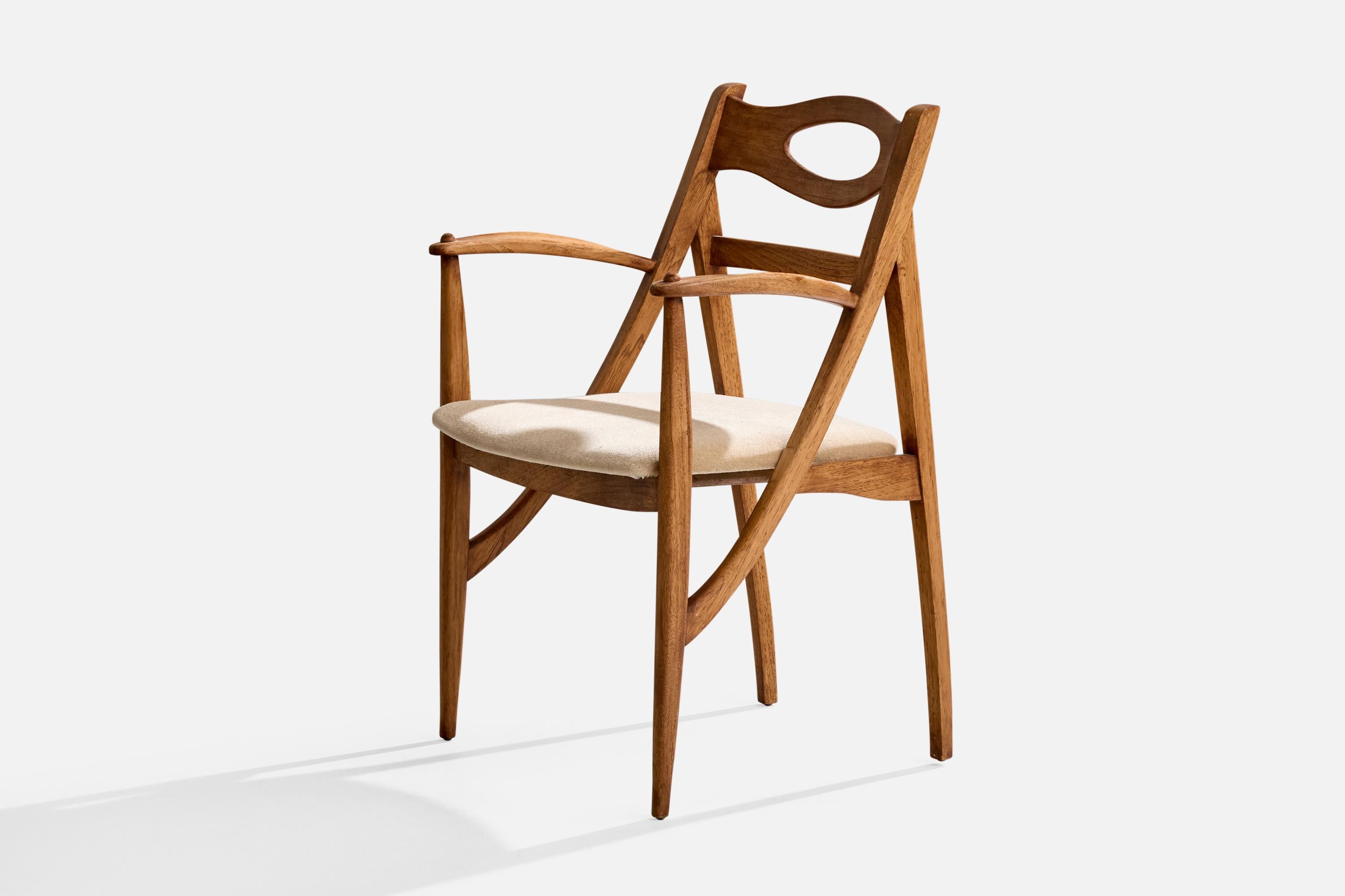 American Drexel, Side Chair, Oak, Mohair, USA, 1950s For Sale