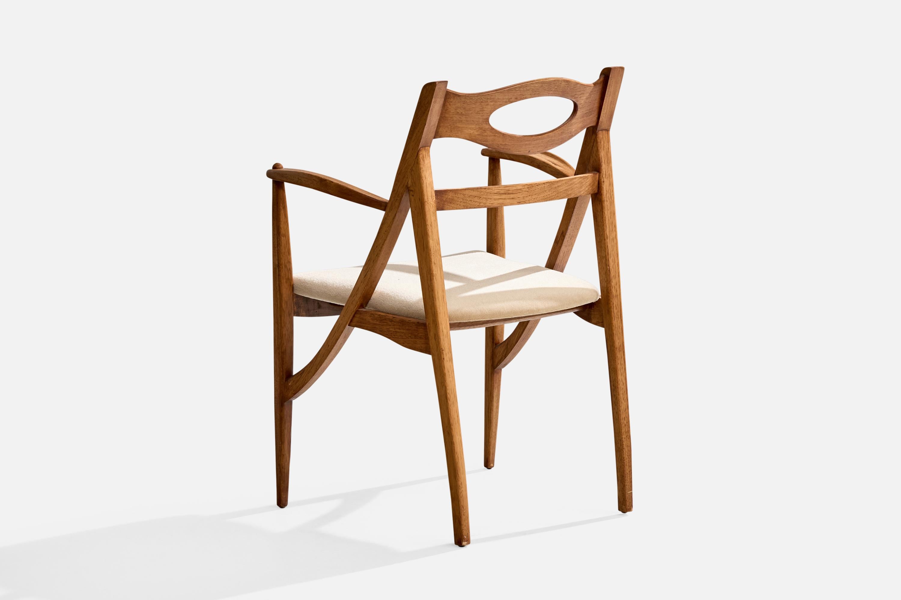 Drexel, Side Chair, Oak, Mohair, USA, 1950s In Good Condition For Sale In High Point, NC