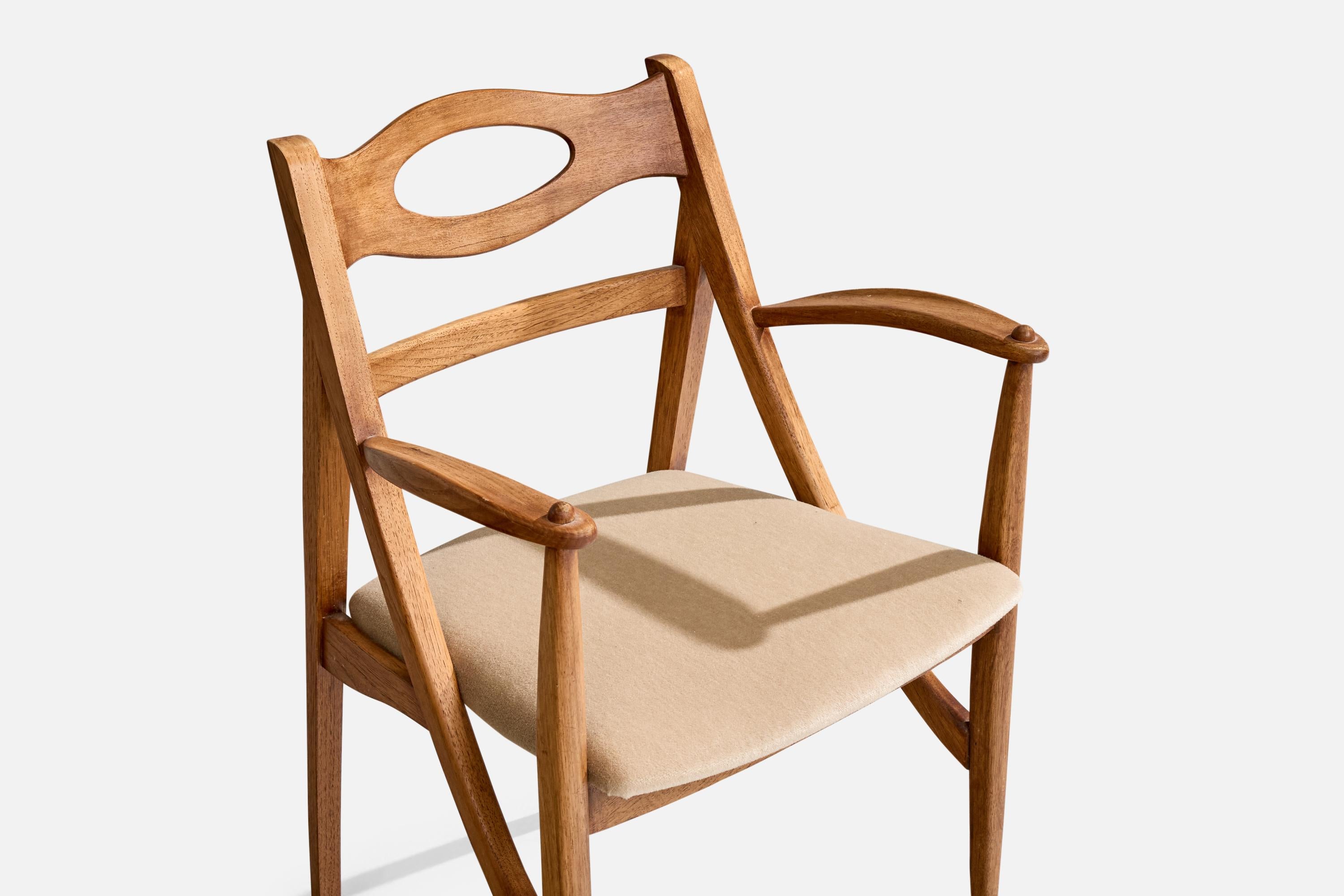 Drexel, Side Chair, Oak, Mohair, USA, 1950s For Sale 1