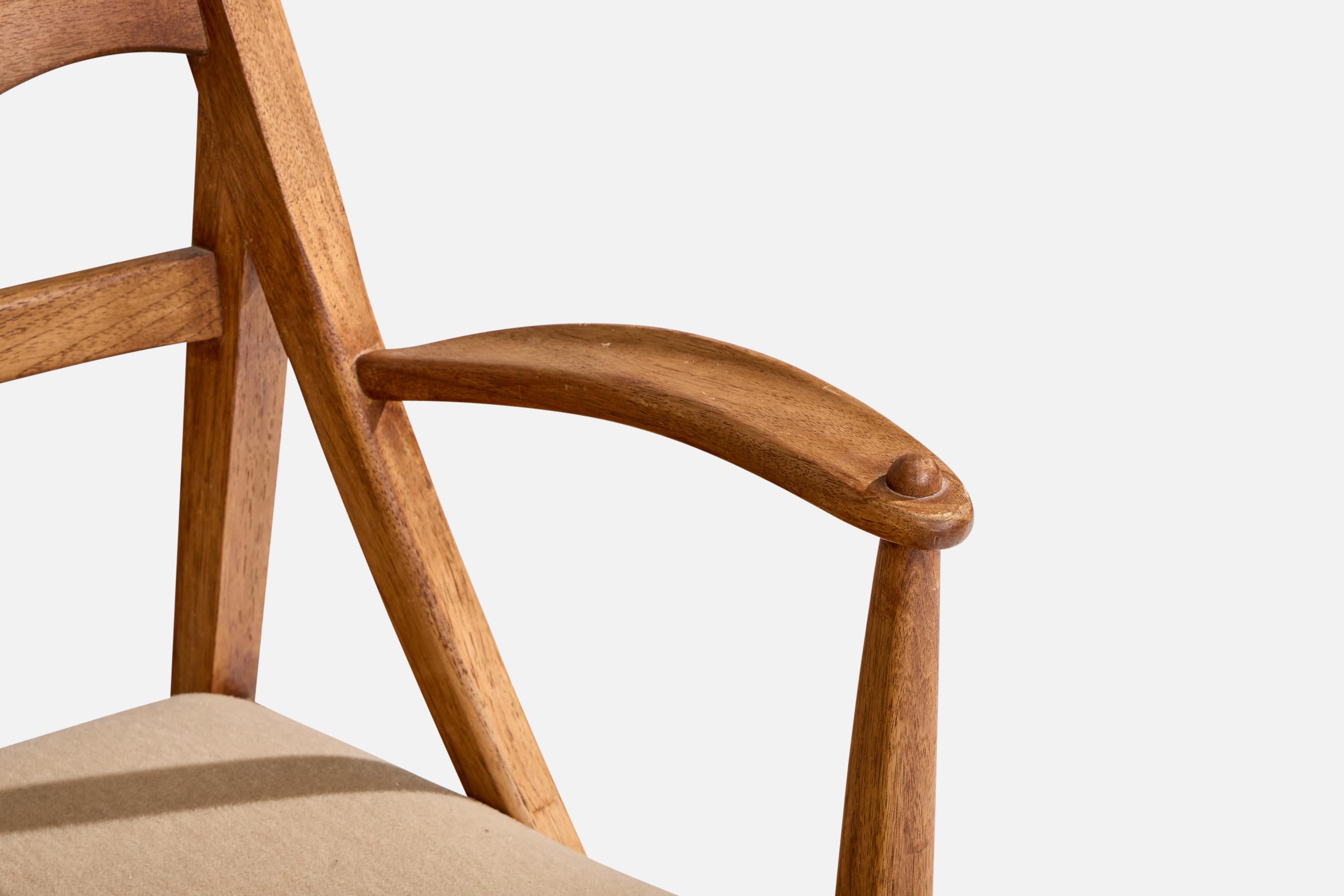 Drexel, Side Chair, Oak, Mohair, USA, 1950s For Sale 3