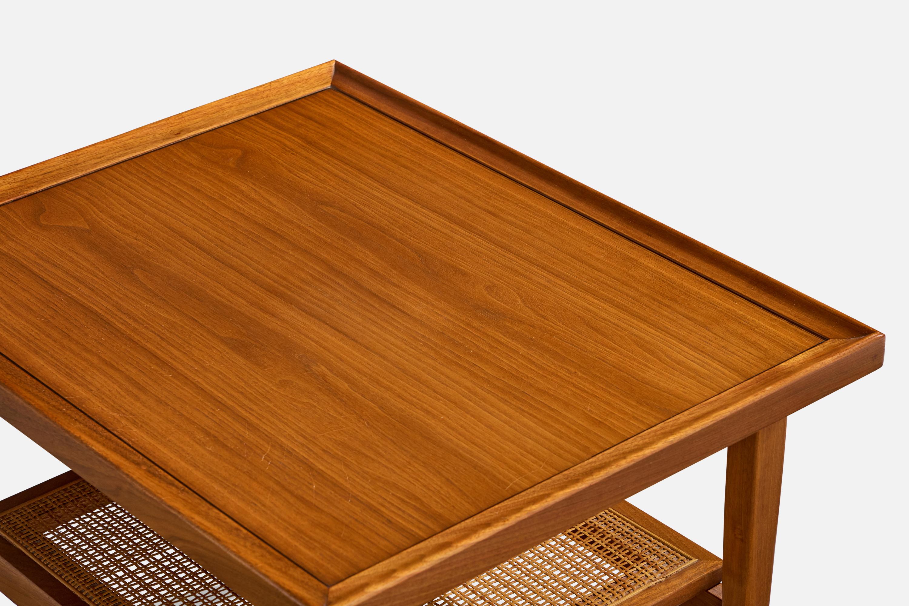 Drexel, Side Tables, Walnut, Cane, USA, 1950s For Sale 4