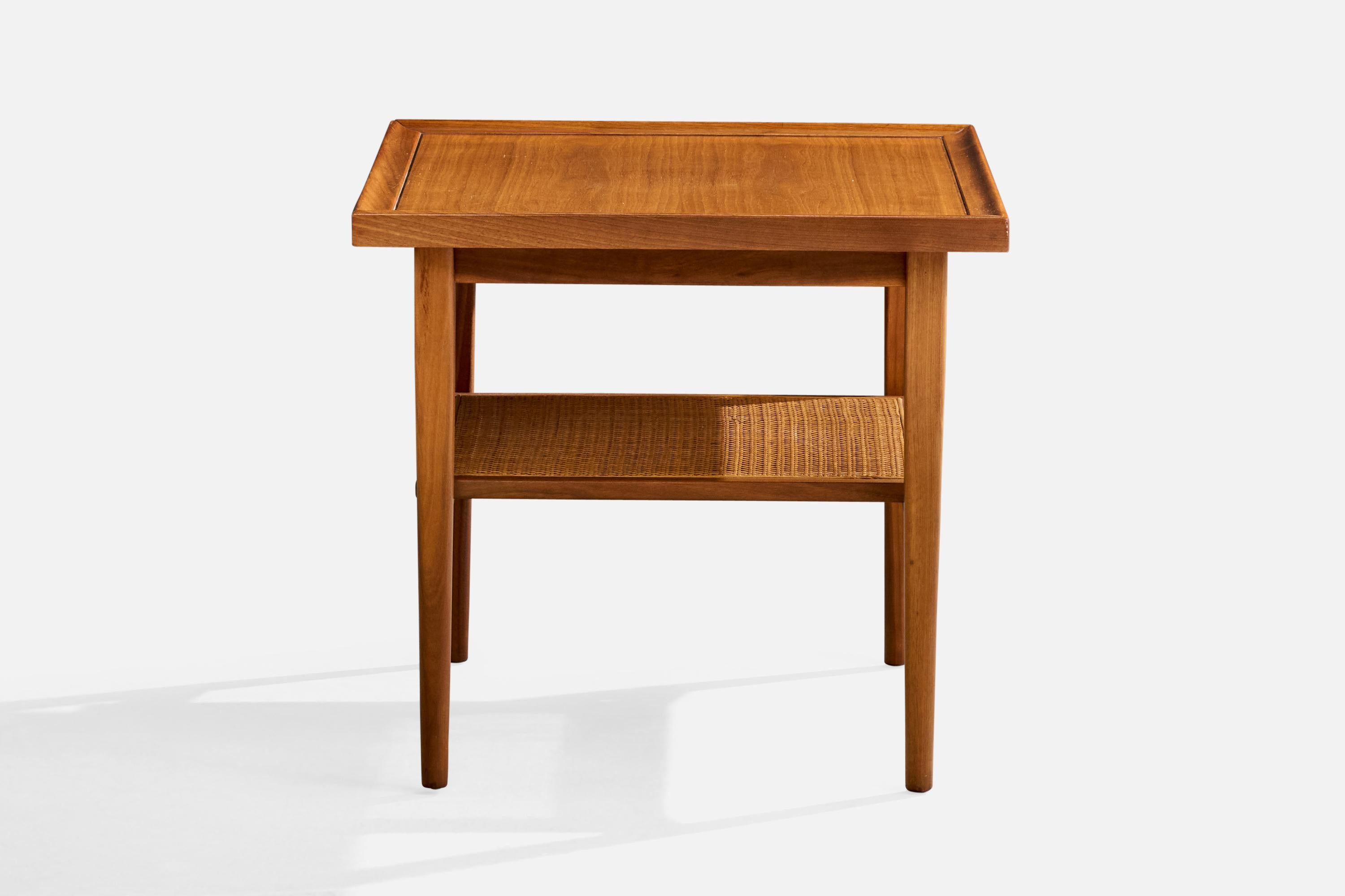 Drexel, Side Tables, Walnut, Cane, USA, 1950s In Good Condition For Sale In High Point, NC